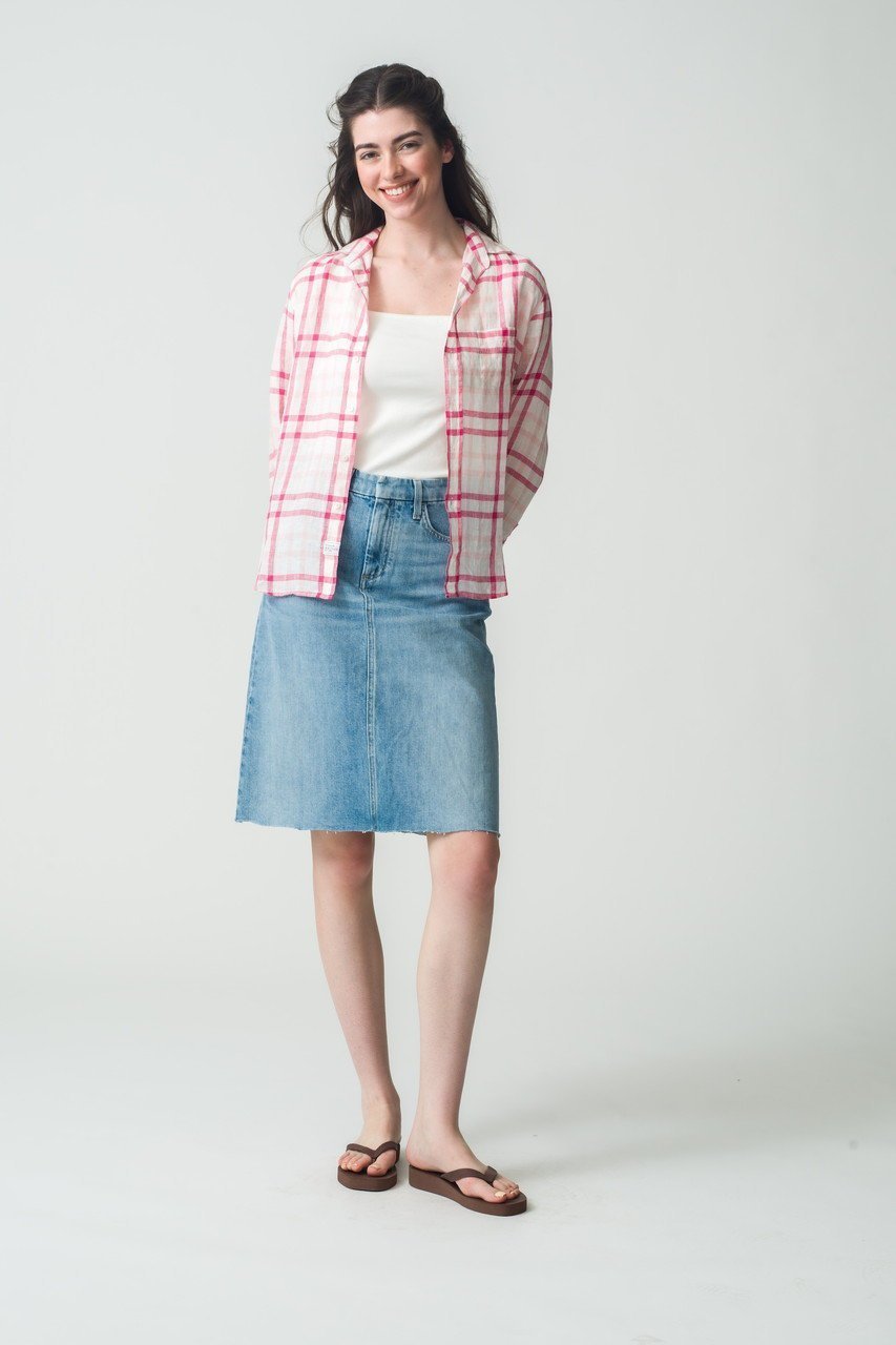 【フランク&アイリーン/Frank&Eileen】のEILEEN イタリアンリネン ピンクチェックシャツ 人気、トレンドファッション・服の通販 founy(ファニー) 　ファッション　Fashion　レディースファッション　Fashion for Women　トップス・カットソー　Cut & Sew Tops　シャツ・ブラウス・オフィスカジュアル　Elegant Blouses & Button-Ups　スリーブ　Sleeve, Long Sleeve / Short Sleeve　チェック　Check, Plaid, Tartan　デニム　Denim, Jeans Material　フェミニン　Feminine, Girly　リネン　Linen, Linen Fabric　ロング　Long, Long-Length　夏　Summer　春　Spring　S/S・春夏　SS, Spring/Summer, Warm Season　other-6|ID: prp329100004523711 ipo3291000000032789413