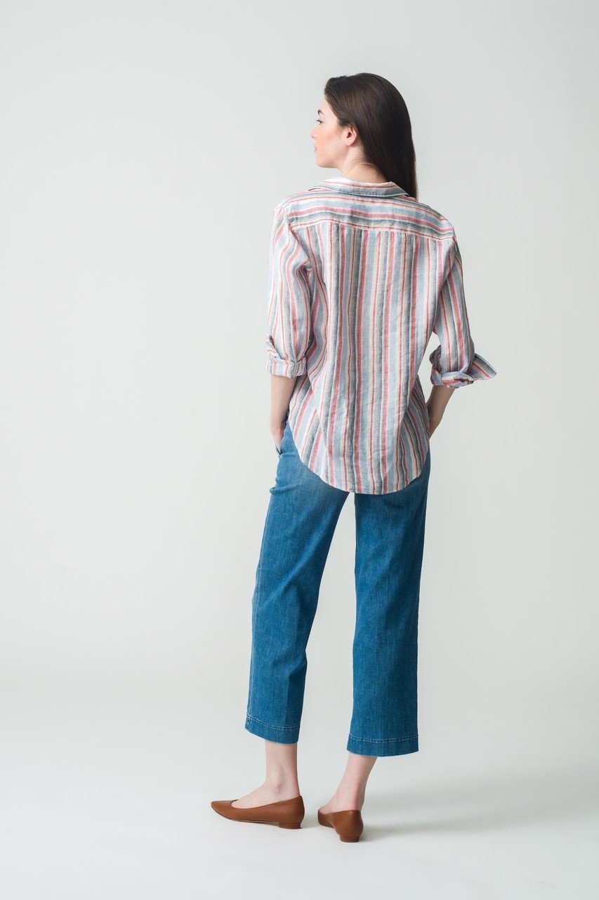 【フランク&アイリーン/Frank&Eileen】のEILEEN イタリアンリネン マルチストライプシャツ 人気、トレンドファッション・服の通販 founy(ファニー) 　ファッション　Fashion　レディースファッション　WOMEN　トップス・カットソー　Tops/Tshirt　シャツ/ブラウス　Shirts/Blouses　ストライプ　Stripe　スリーブ　Sleeve　リネン　Linen　ロング　Long　今季　This Season　夏　Summer　NEW・新作・新着・新入荷　New Arrivals　other-7|ID: prp329100004523712 ipo3291000000031999692