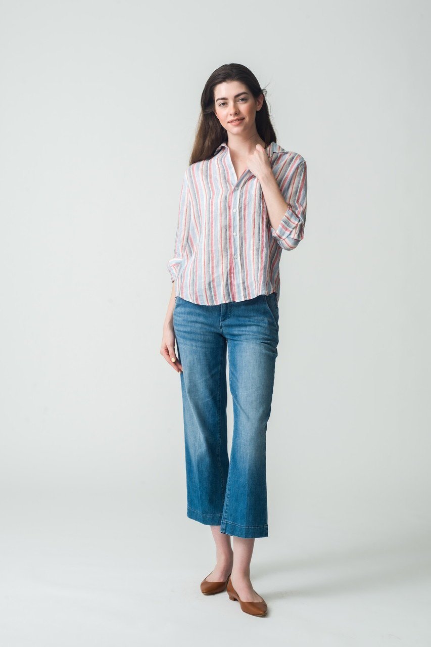 【フランク&アイリーン/Frank&Eileen】のEILEEN イタリアンリネン マルチストライプシャツ 人気、トレンドファッション・服の通販 founy(ファニー) 　ファッション　Fashion　レディースファッション　Fashion for Women　トップス・カットソー　Cut & Sew Tops　シャツ・ブラウス・オフィスカジュアル　Elegant Blouses & Button-Ups　ストライプ　Stripe, Striped Pattern　スリーブ　Sleeve, Long Sleeve / Short Sleeve　リネン　Linen, Linen Fabric　ロング　Long, Long-Length　今季　This Season, Current Season　夏　Summer　other-8|ID: prp329100004523712 ipo3291000000032789440