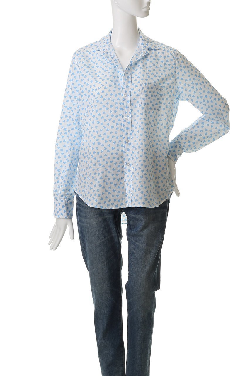 【フランク&アイリーン/Frank&Eileen】のEILEEN イタリアンコットン ハートプリントシャツ 人気、トレンドファッション・服の通販 founy(ファニー) 　ファッション　Fashion　レディースファッション　Fashion for Women　トップス・カットソー　Cut & Sew Tops　シャツ・ブラウス・オフィスカジュアル　Elegant Blouses & Button-Ups　スリーブ　Sleeve, Long Sleeve / Short Sleeve　デニム　Denim, Jeans Material　プリント　Print, Printed Pattern　ロング　Long, Long-Length　other-2|ID: prp329100004523717 ipo3291000000035700485