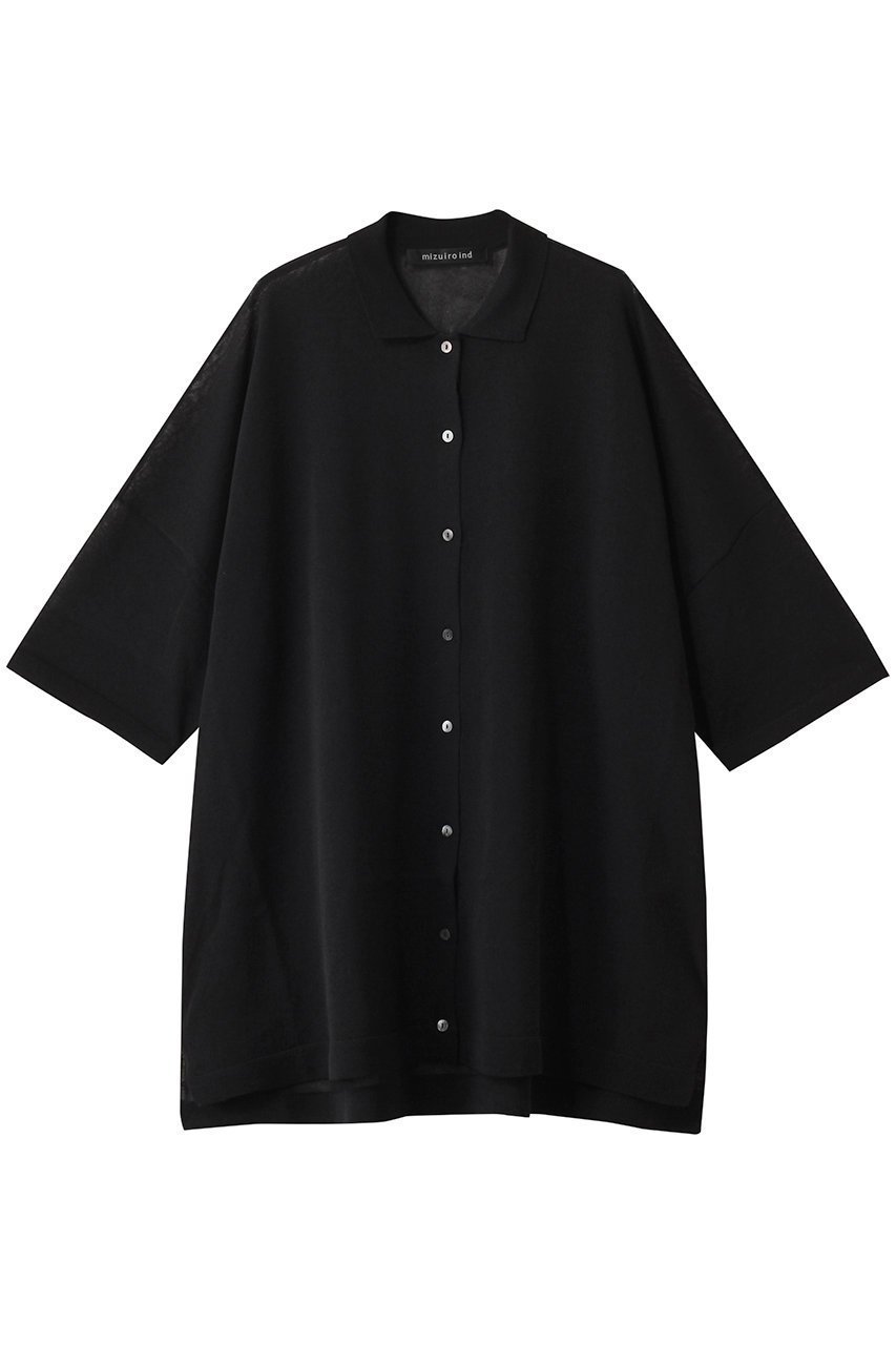 【ミズイロ インド/mizuiro ind】のwide knit shirt シャツ インテリア・キッズ・メンズ・レディースファッション・服の通販 founy(ファニー) 　ファッション　Fashion　レディースファッション　WOMEN　トップス・カットソー　Tops/Tshirt　ニット　Knit Tops　シャツ/ブラウス　Shirts/Blouses　ロング / Tシャツ　T-Shirts　シアー　Sheer　ショート　Short　スリーブ　Sleeve　ロング　Long　ワイド　Wide　夏　Summer　NEW・新作・新着・新入荷　New Arrivals　春　Spring　S/S・春夏　Ss・Spring/Summer　black|ID: prp329100004523747 ipo3291000000031999946