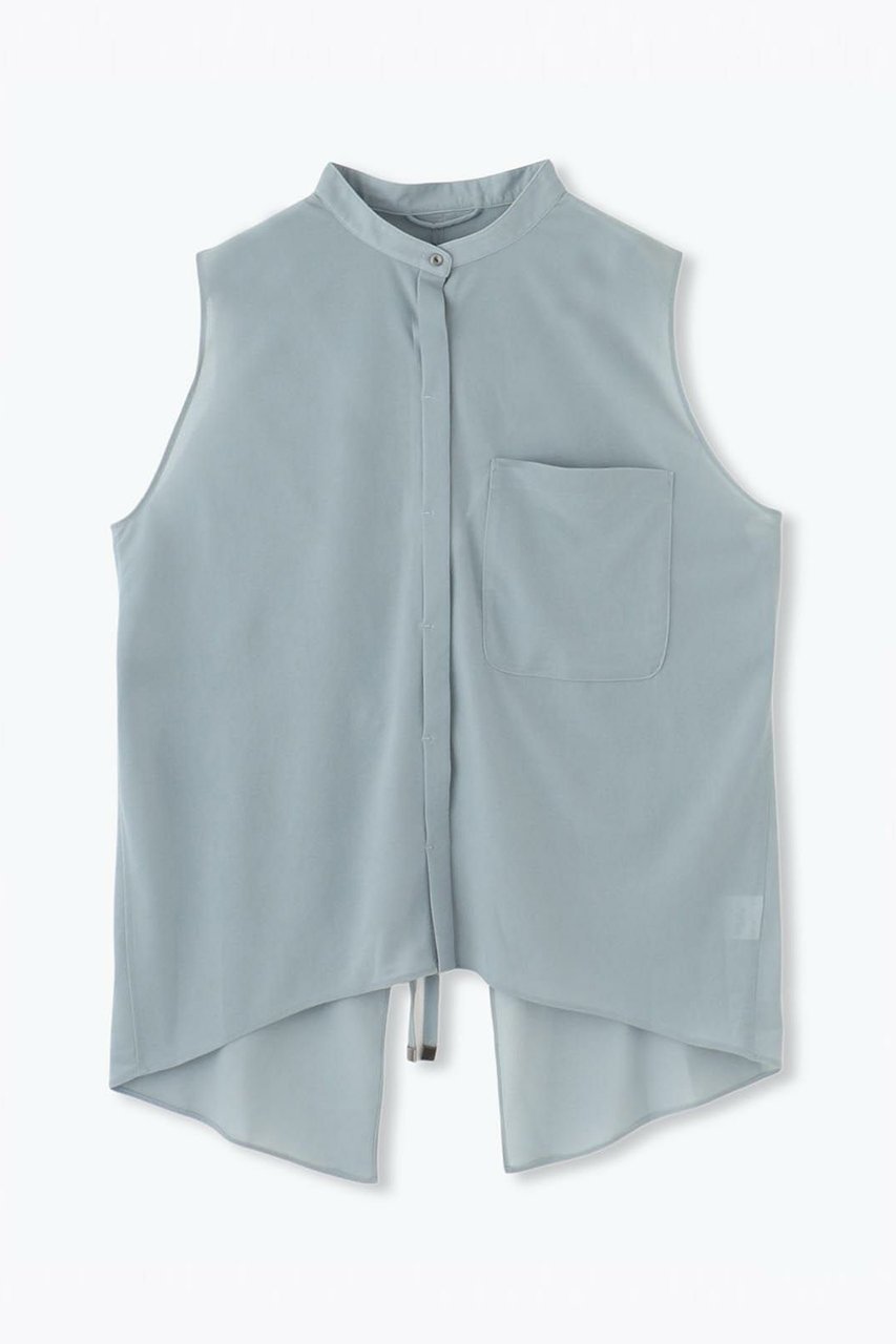 【レリル/lelill】のバックフラップシアーシャツ インテリア・キッズ・メンズ・レディースファッション・服の通販 founy(ファニー) 　ファッション　Fashion　レディースファッション　Fashion for Women　トップス・カットソー　Cut & Sew Tops　キャミソール&ノースリーブ　Camisoles & Sleeveless Tops　シャツ・ブラウス・オフィスカジュアル　Elegant Blouses & Button-Ups　バッグ　Bags　おすすめ　Recommended / Our Picks　インナー　Innerwear　スリーブ　Sleeve, Long Sleeve / Short Sleeve　ノースリーブ　Sleeveless, No-Sleeve　フラップ　Flap, Flap Pocket　フレンチ　French, French Style　グレー|ID: prp329100004523752 ipo3291000000035674202