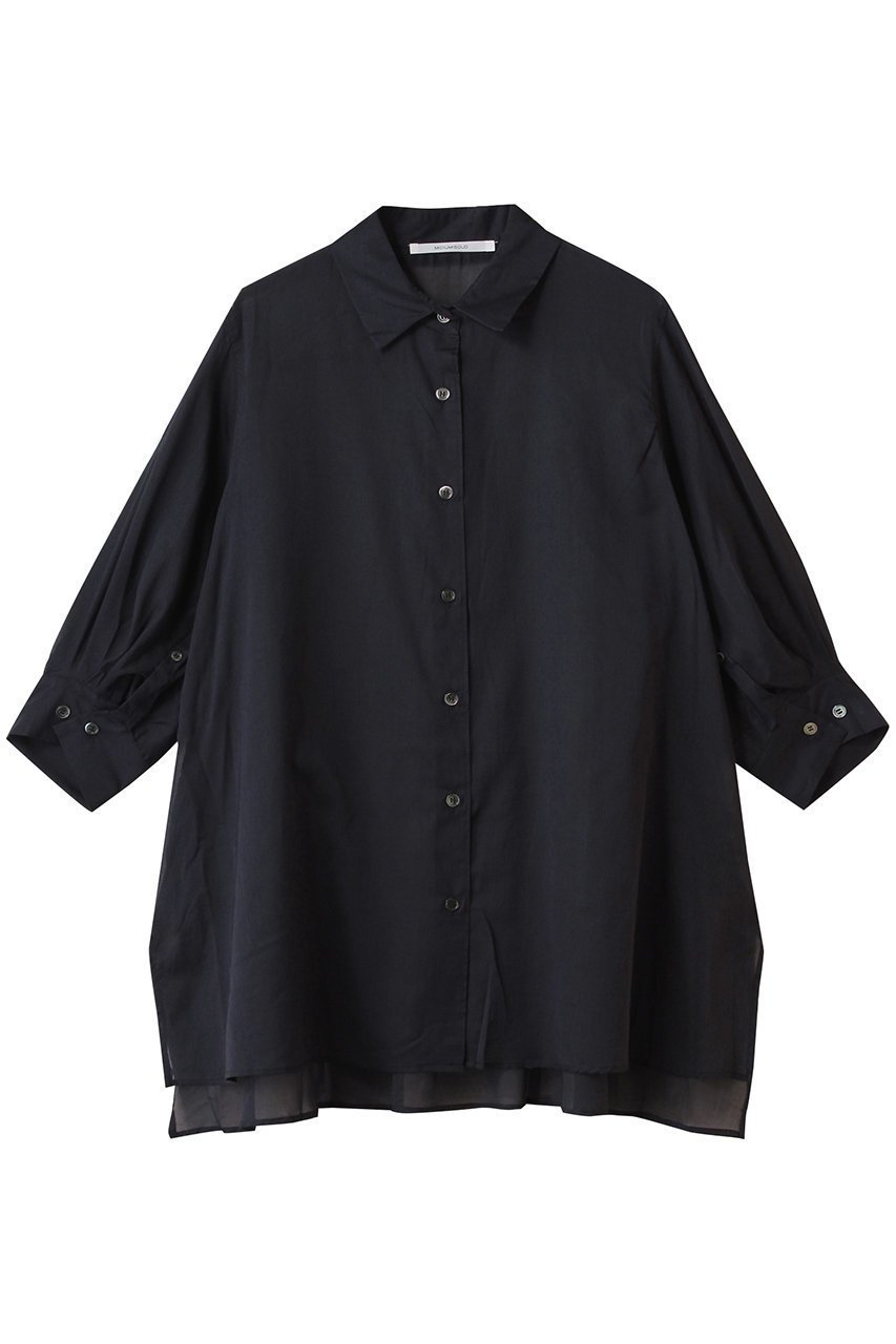【ミディウミソリッド/MIDIUMISOLID】のsheer slit slv tunic shirt.S シャツ インテリア・キッズ・メンズ・レディースファッション・服の通販 founy(ファニー) 　ファッション　Fashion　レディースファッション　Ladies' Fashion Online　トップス・カットソー　Tops/Tshirt　シャツ/ブラウス　Shirts/Blouses　インナー　Inner　シアー　Sheer　ショート　Short　シンプル　Simple　スリーブ　Sleeve　チュニック　Tunic　トレンド　Trend　人気　Popularity　夏　Summer　navy|ID: prp329100004523775 ipo3291000000032549695