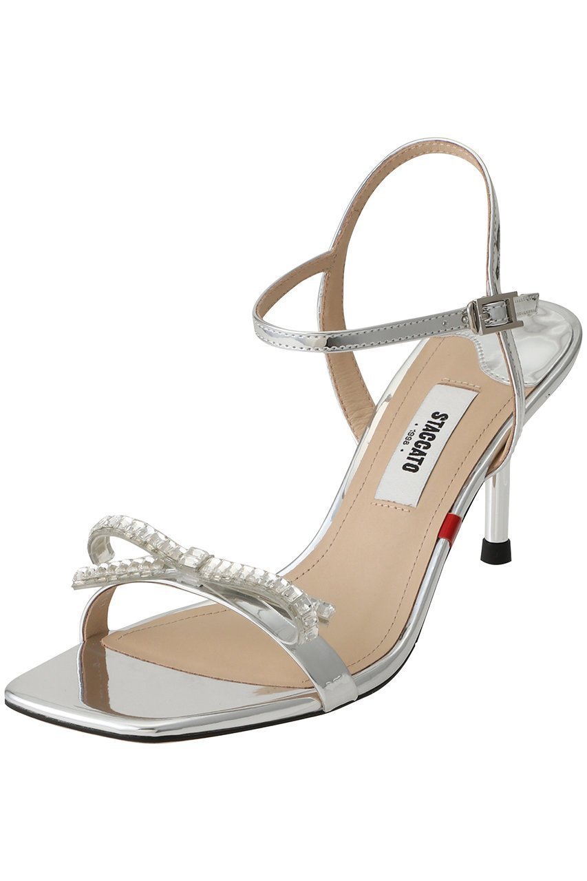 【スタッカート/STACCATO】のスィンリボンピンヒールサンダル インテリア・キッズ・メンズ・レディースファッション・服の通販 founy(ファニー) 　ファッション　Fashion　レディースファッション　WOMEN　サンダル　Sandals　シャイニー　Shiny　スクエア　Square　ストーン　Stone　トレンド　Trend　フォルム　Form　リボン　Ribbon　エレガント 上品　Elegant　今季　This Season　NEW・新作・新着・新入荷　New Arrivals　シルバー|ID: prp329100004526648 ipo3291000000032012696