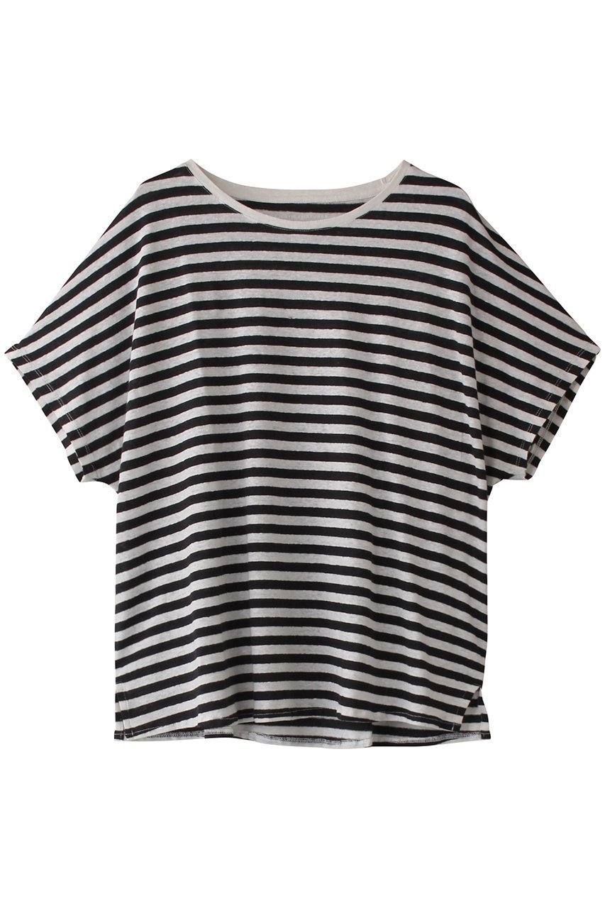 【エリオポール/heliopole】の【MAJESTIC FILATURES】ボーダークルーネックカットソー インテリア・キッズ・メンズ・レディースファッション・服の通販 founy(ファニー) 　ファッション　Fashion　レディースファッション　WOMEN　トップス・カットソー　Tops/Tshirt　シャツ/ブラウス　Shirts/Blouses　ロング / Tシャツ　T-Shirts　カットソー　Cut and Sewn　カットソー　Cut And Sew　ショート　Short　シンプル　Simple　スリーブ　Sleeve　ボーダー　Border　リネン　Linen　定番　Standard　NEW・新作・新着・新入荷　New Arrivals　ブラック|ID: prp329100004526649 ipo3291000000032012703