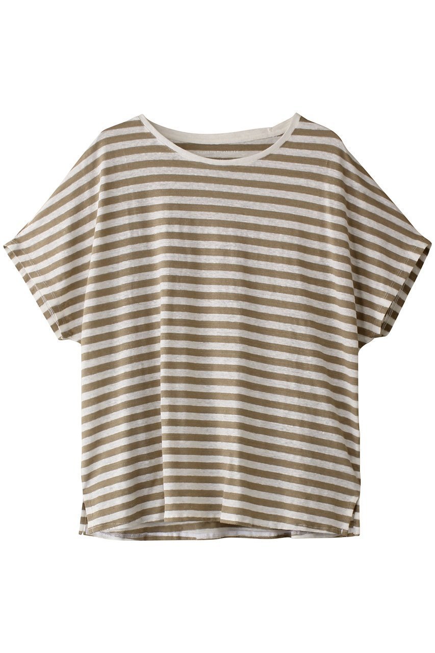 【エリオポール/heliopole】の【MAJESTIC FILATURES】ボーダークルーネックカットソー インテリア・キッズ・メンズ・レディースファッション・服の通販 founy(ファニー) 　ファッション　Fashion　レディースファッション　WOMEN　トップス・カットソー　Tops/Tshirt　シャツ/ブラウス　Shirts/Blouses　ロング / Tシャツ　T-Shirts　カットソー　Cut and Sewn　カットソー　Cut And Sew　ショート　Short　シンプル　Simple　スリーブ　Sleeve　ボーダー　Border　リネン　Linen　定番　Standard　NEW・新作・新着・新入荷　New Arrivals　ベージュ|ID: prp329100004526649 ipo3291000000032012704