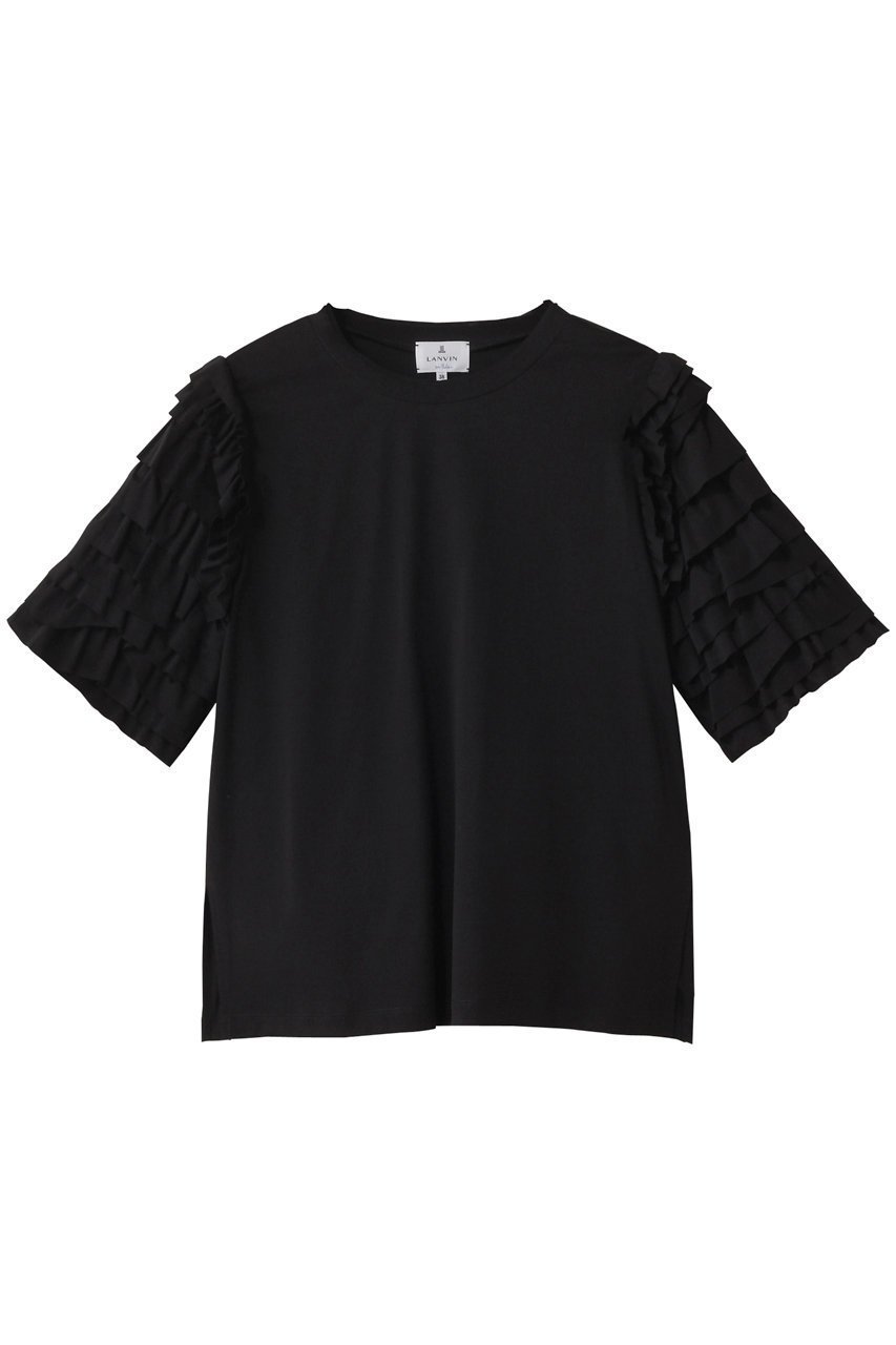 【ランバン オン ブルー/LANVIN en Bleu】のフリルスリーブカットソー インテリア・キッズ・メンズ・レディースファッション・服の通販 founy(ファニー) 　ファッション　Fashion　レディースファッション　WOMEN　トップス・カットソー　Tops/Tshirt　シャツ/ブラウス　Shirts/Blouses　ロング / Tシャツ　T-Shirts　カットソー　Cut and Sewn　なめらか　Smooth　カットソー　Cut And Sew　サマー　Summer　ショート　Short　スリーブ　Sleeve　パーティ　Party　フリル　Frills　エレガント 上品　Elegant　夏　Summer　NEW・新作・新着・新入荷　New Arrivals　ブラック|ID: prp329100004526658 ipo3291000000032012773