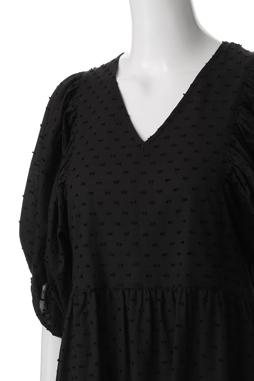 【ナナデコール/nanadecor】のドットブラックパフワンピース 人気、トレンドファッション・服の通販 founy(ファニー) 　ファッション　Fashion　レディースファッション　Fashion for Women　ワンピース　Dresses　チュニック　Tunic Tops & Dresses　スリーブ　Sleeve, Long Sleeve / Short Sleeve　チュニック　Tunic, Long Top　ドット　Polka Dot, Dot Pattern　フェミニン　Feminine, Girly　フレア　Flare, Flared　ロング　Long, Long-Length　other-5|ID: prp329100004526666 ipo3291000000036555451