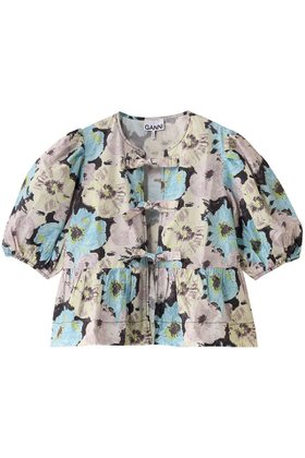 【ガニー/GANNI】 Printed Cotton ペプラム ブラウス人気、トレンドファッション・服の通販 founy(ファニー) ファッション Fashion レディースファッション WOMEN トップス・カットソー Tops/Tshirt シャツ/ブラウス Shirts/Blouses ショート Short スリーブ Sleeve フェミニン Feminine フラワー Flower フロント Front プリント Print ペプラム Peplum リボン Ribbon 夏 Summer NEW・新作・新着・新入荷 New Arrivals |ID:prp329100004526668