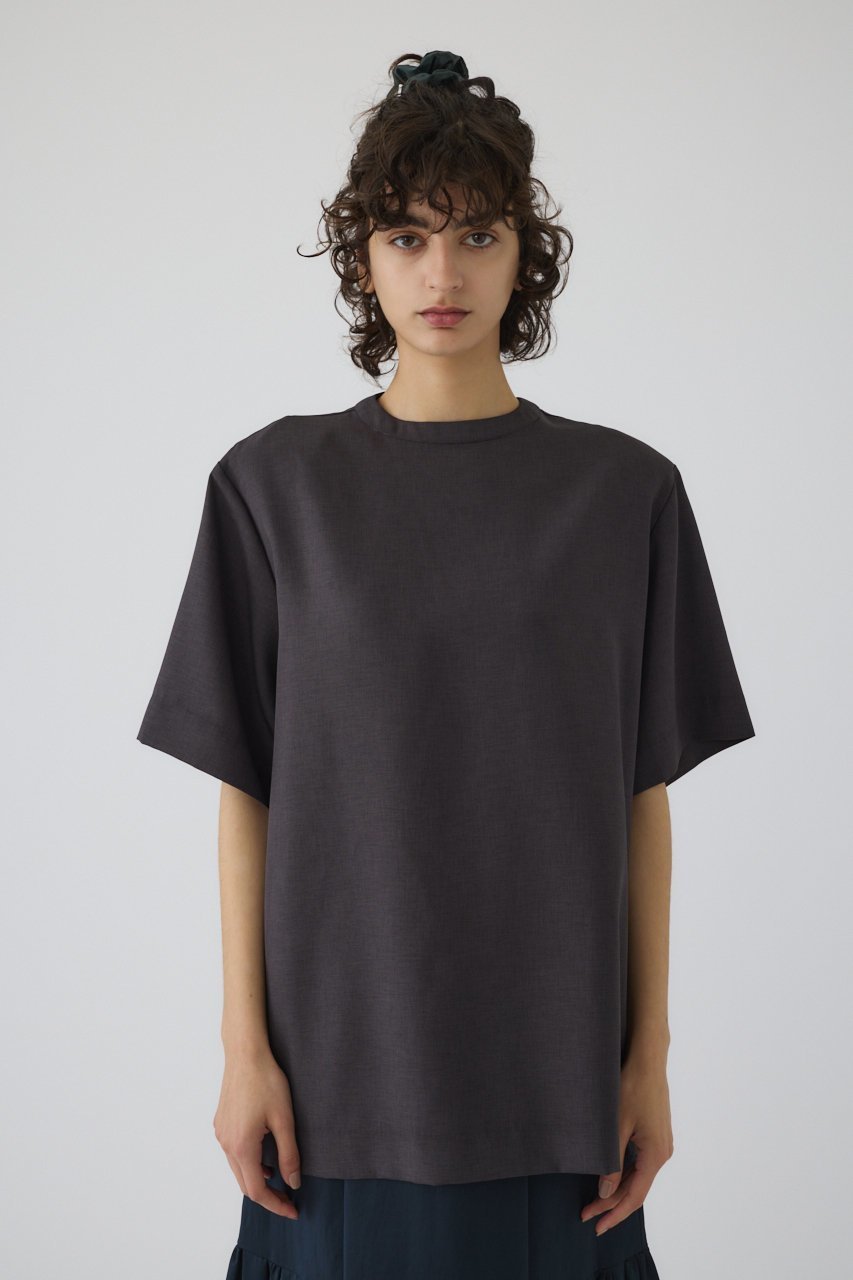 【リムアーク/RIM.ARK】のOversize woven T/SH/Tシャツ インテリア・キッズ・メンズ・レディースファッション・服の通販 founy(ファニー) 　ファッション　Fashion　レディースファッション　Fashion for Women　トップス・カットソー　Cut & Sew Tops　シャツ・ブラウス・オフィスカジュアル　Elegant Blouses & Button-Ups　ロングTシャツ・Tシャツ　Longline T-Shirts & Tees　カットソー・ベーシックTシャツ　Cut-and-Sewn Tops / Stretch Tees & Basics　ショート　Short, Short Length　スリーブ　Sleeve, Long Sleeve / Short Sleeve　ツイル　Twist, Twisted Detail　チャコールグレー|ID: prp329100004526709 ipo3291000000032788604