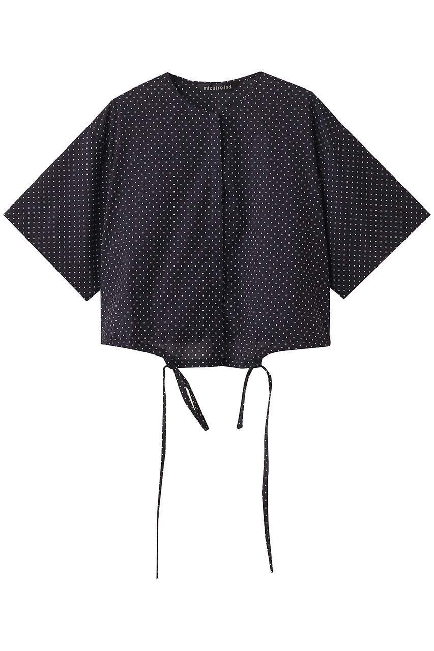 【ミズイロ インド/mizuiro ind】のdots drawstring shirt シャツ インテリア・キッズ・メンズ・レディースファッション・服の通販 founy(ファニー) 　ファッション　Fashion　レディースファッション　WOMEN　トップス・カットソー　Tops/Tshirt　シャツ/ブラウス　Shirts/Blouses　クロップド　Cropped　ショート　Short　スリーブ　Sleeve　トレンド　Trend　ドット　Dot　バルーン　Balloon　NEW・新作・新着・新入荷　New Arrivals　navy|ID: prp329100004526717 ipo3291000000032013158