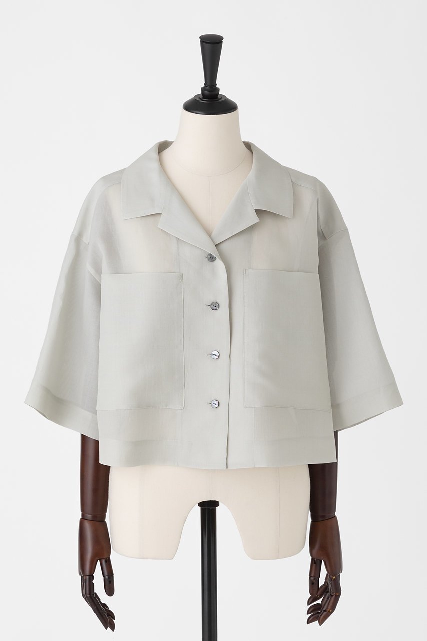 【オーヴィル/EAUVIRE】のハーフスリーブクロップドシャツ 人気、トレンドファッション・服の通販 founy(ファニー) 　ファッション　Fashion　レディースファッション　WOMEN　トップス・カットソー　Tops/Tshirt　シャツ/ブラウス　Shirts/Blouses　おすすめ　Recommend　イタリア　Italy　オーガンジー　Organdy　クロップド　Cropped　シアー　Sheer　ショート　Short　シルク　Silk　スリーブ　Sleeve　トレンド　Trend　フロント　Front　ポケット　Pocket　NEW・新作・新着・新入荷　New Arrivals　羽織　Haori　 other-1|ID: prp329100004526734 ipo3291000000032013291