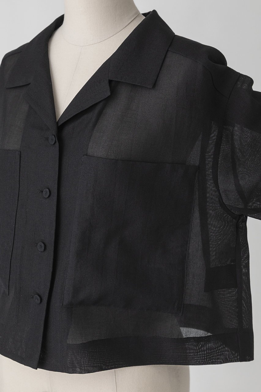 【オーヴィル/EAUVIRE】のハーフスリーブクロップドシャツ 人気、トレンドファッション・服の通販 founy(ファニー) 　ファッション　Fashion　レディースファッション　WOMEN　トップス・カットソー　Tops/Tshirt　シャツ/ブラウス　Shirts/Blouses　おすすめ　Recommend　イタリア　Italy　オーガンジー　Organdy　クロップド　Cropped　シアー　Sheer　ショート　Short　シルク　Silk　スリーブ　Sleeve　トレンド　Trend　フロント　Front　ポケット　Pocket　NEW・新作・新着・新入荷　New Arrivals　羽織　Haori　other-6|ID: prp329100004526734 ipo3291000000032013298