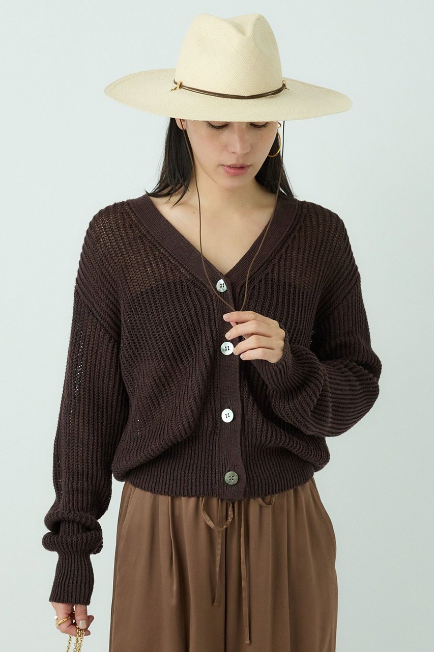 【カオス/Chaos】のリナリアリネンツイカーディガン インテリア・キッズ・メンズ・レディースファッション・服の通販 founy(ファニー) 　ファッション　Fashion　レディースファッション　Fashion for Women　トップス・カットソー　Cut & Sew Tops　ニット　Knit Tops & Sweaters　カーディガン・羽織り　Layered Style Cardigans　おすすめ　Recommended / Our Picks　カーディガン　Cardigan, Knitwear　リネン　Linen, Linen Fabric　人気　Popular, Best Seller　再入荷　Restock / Back in Stock　夏　Summer　畦　Ribbed Knit　秋　Autumn　ブラウン|ID: prp329100004526740 ipo3291000000035274359