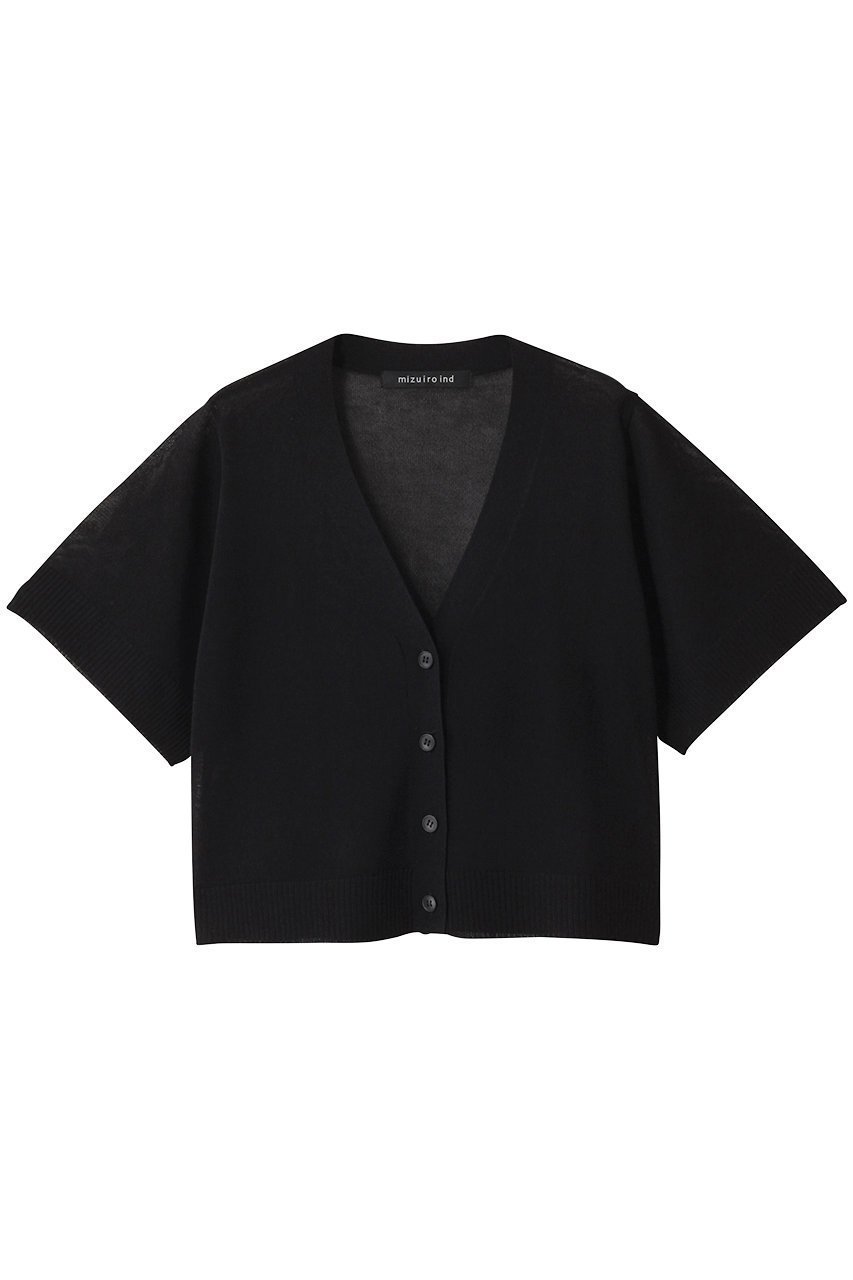 【ミズイロ インド/mizuiro ind】のV neck short C/D カーディガン インテリア・キッズ・メンズ・レディースファッション・服の通販 founy(ファニー) 　ファッション　Fashion　レディースファッション　WOMEN　トップス・カットソー　Tops/Tshirt　ニット　Knit Tops　カーディガン　Cardigans　カーディガン　Cardigan　クロップド　Cropped　シアー　Sheer　ショート　Short　シンプル　Simple　バランス　Balance　NEW・新作・新着・新入荷　New Arrivals　black|ID: prp329100004529457 ipo3291000000032025012