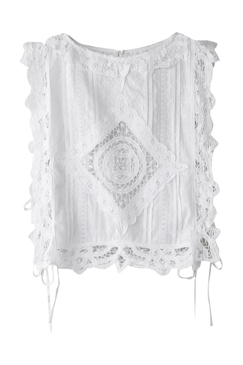 【エリオポール/heliopole】の【SARA MALLIKA】COTTON BATTEN LACE RBN トップ インテリア・キッズ・メンズ・レディースファッション・服の通販 founy(ファニー) 　ファッション　Fashion　レディースファッション　WOMEN　トップス・カットソー　Tops/Tshirt　キャミソール / ノースリーブ　No Sleeves　シャツ/ブラウス　Shirts/Blouses　シンプル　Simple　ノースリーブ　No Sleeve　リボン　Ribbon　今季　This Season　NEW・新作・新着・新入荷　New Arrivals　ホワイト|ID: prp329100004529469 ipo3291000000032025095