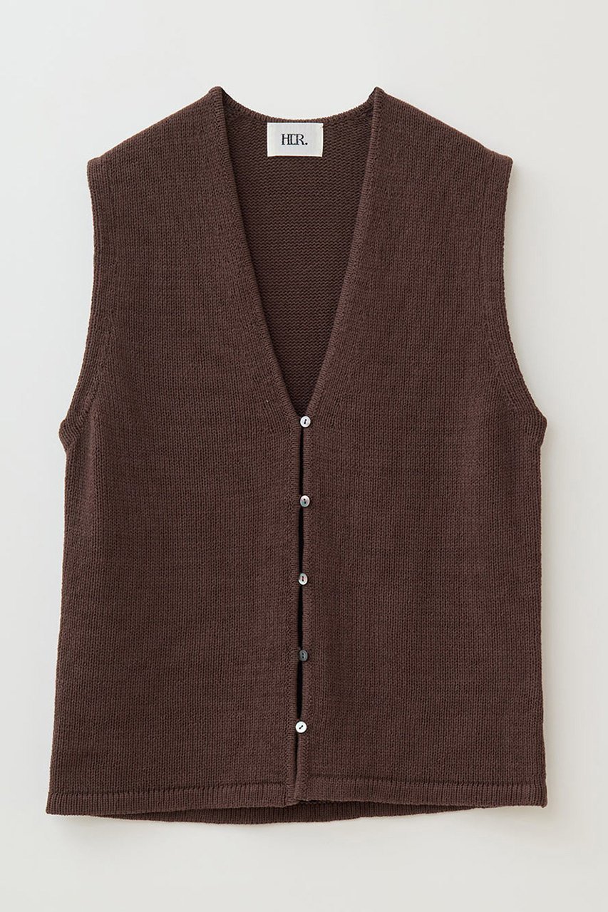 【ハー/HER.】のコットンニットベスト インテリア・キッズ・メンズ・レディースファッション・服の通販 founy(ファニー) 　ファッション　Fashion　レディースファッション　Ladies' Fashion Online　トップス・カットソー　Tops/Tshirt　ニット　Knit Tops　ベスト/ジレ　Gilets/Vests　プルオーバー　Pullover　おすすめ　Recommend　インナー　Inner　ベスト　Vest　夏　Summer　春　Spring　S/S・春夏　Ss・Spring/Summer　ダークブラウン|ID: prp329100004532293 ipo3291000000032037073