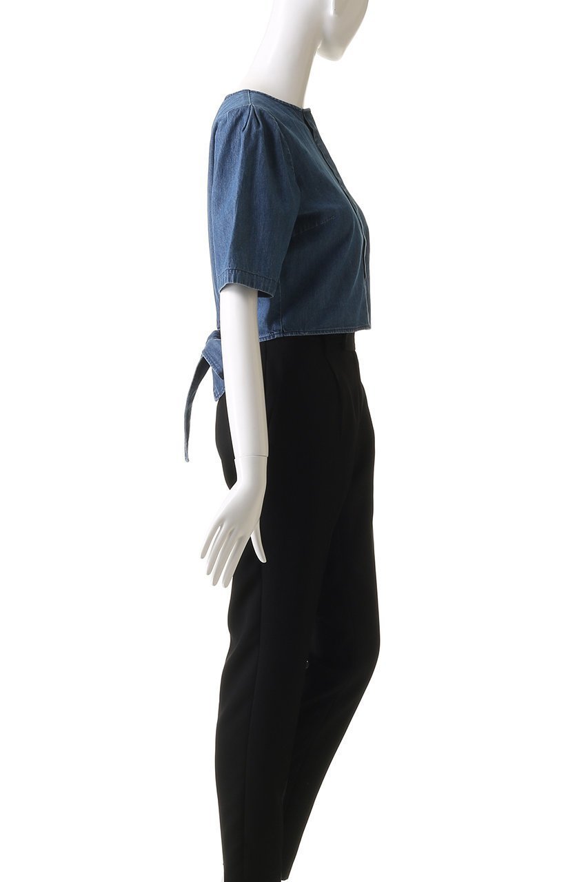 【アンクレイヴ/uncrave】のライトデニム パフスリーブブラウス 人気、トレンドファッション・服の通販 founy(ファニー) 　ファッション　Fashion　レディースファッション　Fashion for Women　トップス・カットソー　Cut & Sew Tops　シャツ・ブラウス・オフィスカジュアル　Elegant Blouses & Button-Ups　コンパクト　Compact, Small Size　ショート　Short, Short Length　ストーン　Stone, Gem-Like　スリーブ　Sleeve, Long Sleeve / Short Sleeve　セットアップ　Set-Up, Coordinated Outfit　デニム　Denim, Jeans Material　リボン　Ribbon, Bow　ワイド　Wide, Wide Fit　再入荷　Restock / Back in Stock　other-3|ID: prp329100004535011 ipo3291000000032814432