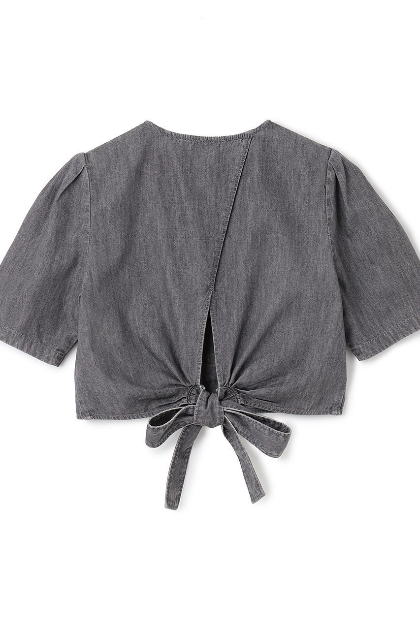 【アンクレイヴ/uncrave】のライトデニム パフスリーブブラウス 人気、トレンドファッション・服の通販 founy(ファニー) 　ファッション　Fashion　レディースファッション　Fashion for Women　トップス・カットソー　Cut & Sew Tops　シャツ・ブラウス・オフィスカジュアル　Elegant Blouses & Button-Ups　コンパクト　Compact, Small Size　ショート　Short, Short Length　ストーン　Stone, Gem-Like　スリーブ　Sleeve, Long Sleeve / Short Sleeve　セットアップ　Set-Up, Coordinated Outfit　デニム　Denim, Jeans Material　リボン　Ribbon, Bow　ワイド　Wide, Wide Fit　再入荷　Restock / Back in Stock　other-6|ID: prp329100004535011 ipo3291000000032814435