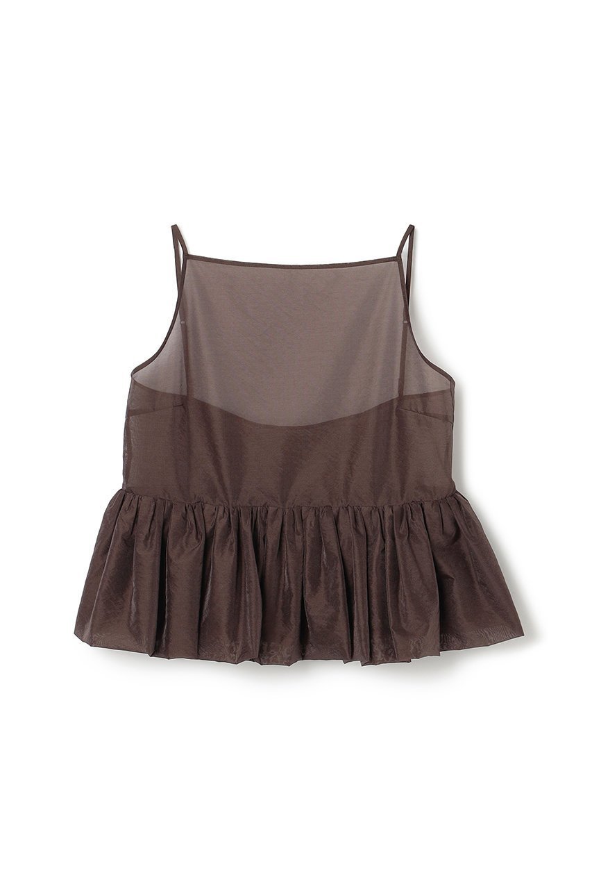 【アンクレイヴ/uncrave】のシアーオーガンジー /ペプラムトップス インテリア・キッズ・メンズ・レディースファッション・服の通販 founy(ファニー) 　ファッション　Fashion　レディースファッション　Fashion for Women　トップス・カットソー　Cut & Sew Tops　キャミソール&ノースリーブ　Camisoles & Sleeveless Tops　シャツ・ブラウス・オフィスカジュアル　Elegant Blouses & Button-Ups　インナー　Innerwear　エアリー　Airy Texture　シアー　Sheer, See-Through　ショート　Short, Short Length　シンプル　Simple, Minimal　タンク　Tank Top, Sleeveless Top　ノースリーブ　Sleeveless, No-Sleeve　バランス　Balance, Style Balance　ブライト　Bright, Shiny　ペプラム　Peplum, Flared Hem　エレガント 上品　Elegant　再入荷　Restock / Back in Stock　ブラウン|ID: prp329100004535015 ipo3291000000032523621