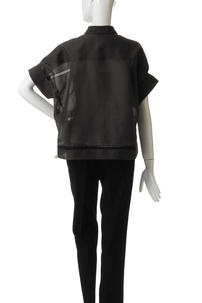 【エブール/ebure】のフラッフィーオーガンジー クロップド丈タイブラウス 人気、トレンドファッション・服の通販 founy(ファニー) 　ファッション　Fashion　レディースファッション　Fashion for Women　トップス・カットソー　Cut & Sew Tops　シャツ・ブラウス・オフィスカジュアル　Elegant Blouses & Button-Ups　クロップド　Cropped, Short Length　ショート　Short, Short Length　スリーブ　Sleeve, Long Sleeve / Short Sleeve　再入荷　Restock / Back in Stock　半袖　Short Sleeve, Half Sleeve　羽織　Haori, Light Jacket　other-4|ID: prp329100004535018 ipo3291000000032809345
