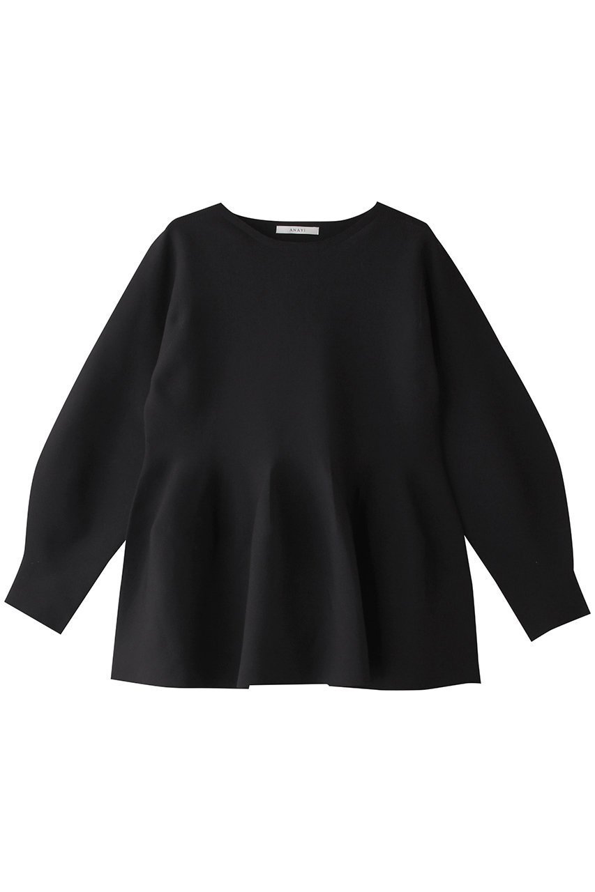 【アナイ/ANAYI】のボリュームペプラムプルオーバー インテリア・キッズ・メンズ・レディースファッション・服の通販 founy(ファニー) 　ファッション　Fashion　レディースファッション　WOMEN　トップス・カットソー　Tops/Tshirt　ニット　Knit Tops　プルオーバー　Pullover　スラックス　Slacks　スリーブ　Sleeve　デニム　Denim　フェミニン　Feminine　ペプラム　Peplum　ロング　Long　NEW・新作・新着・新入荷　New Arrivals　ブラック|ID: prp329100004535054 ipo3291000000032049121