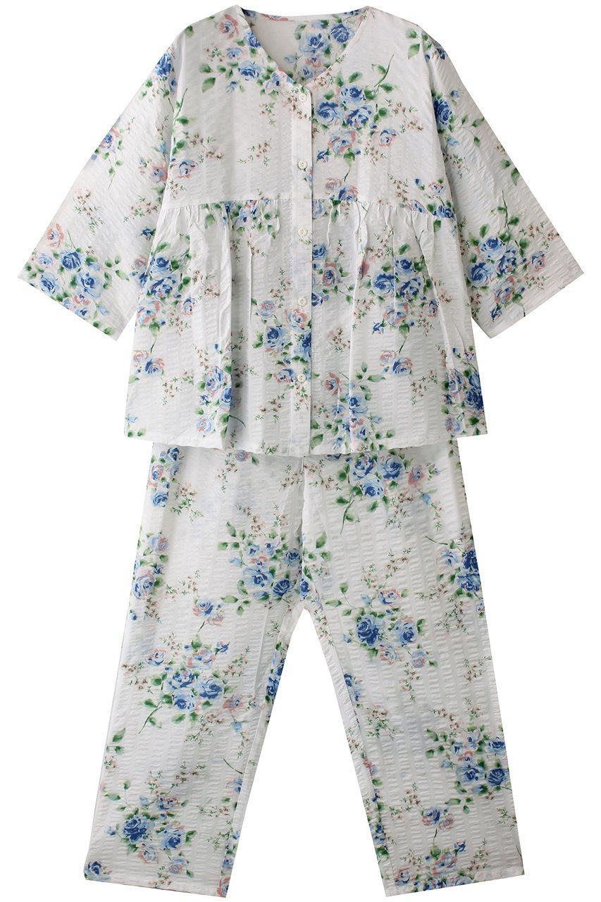【キッドブルー/KID BLUE】のジャスミンローズNパジャマ インテリア・キッズ・メンズ・レディースファッション・服の通販 founy(ファニー) 　ファッション　Fashion　レディースファッション　Ladies' Fashion Online　おすすめ　Recommend　クロップド　Cropped　パジャマ　Pajamas　フェミニン　Feminine　フラワー　Flower　リラックス　Relax　ローズ　Rose　エレガント 上品　Elegant　オフホワイト|ID: prp329100004537174 ipo3291000000032151551