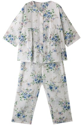 【キッドブルー/KID BLUE】のジャスミンローズNパジャマ 人気、トレンドファッション・服の通販 founy(ファニー) ファッション Fashion レディースファッション Fashion for Women おすすめ Recommended / Our Picks クロップド Cropped, Short Length パジャマ Pajamas, Sleepwear フェミニン Feminine, Girly フラワー Flower, Floral リラックス Relax, Relaxed Fit ローズ Rose, Rose Motif エレガント 上品 Elegant |ID:prp329100004537174
