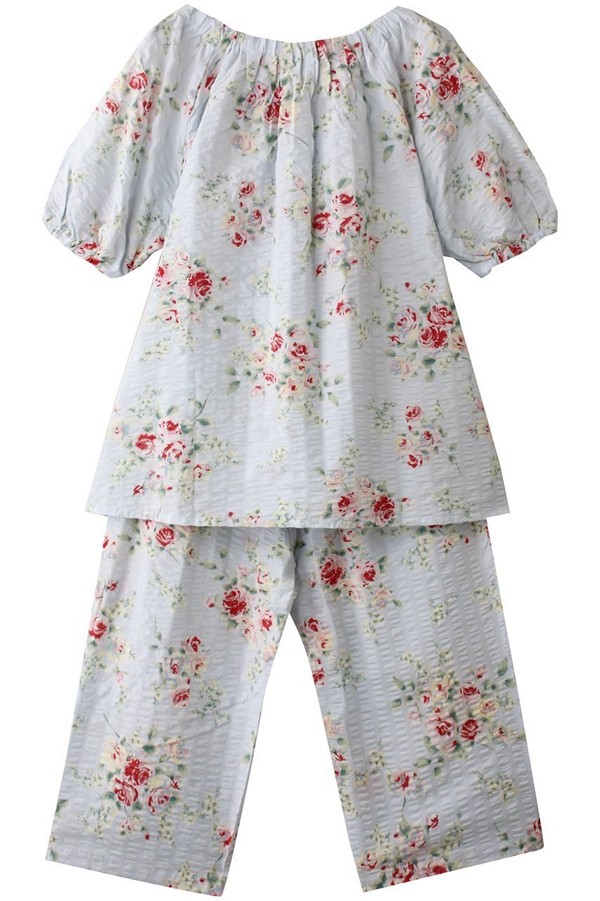 【キッドブルー/KID BLUE】のジャスミンローズNパジャマ インテリア・キッズ・メンズ・レディースファッション・服の通販 founy(ファニー) 　ファッション　Fashion　レディースファッション　WOMEN　ギャザー　Gather　パジャマ　Pajamas　フェミニン　Feminine　リラックス　Relax　ローズ　Rose　NEW・新作・新着・新入荷　New Arrivals　サックス|ID: prp329100004537182 ipo3291000000032061726