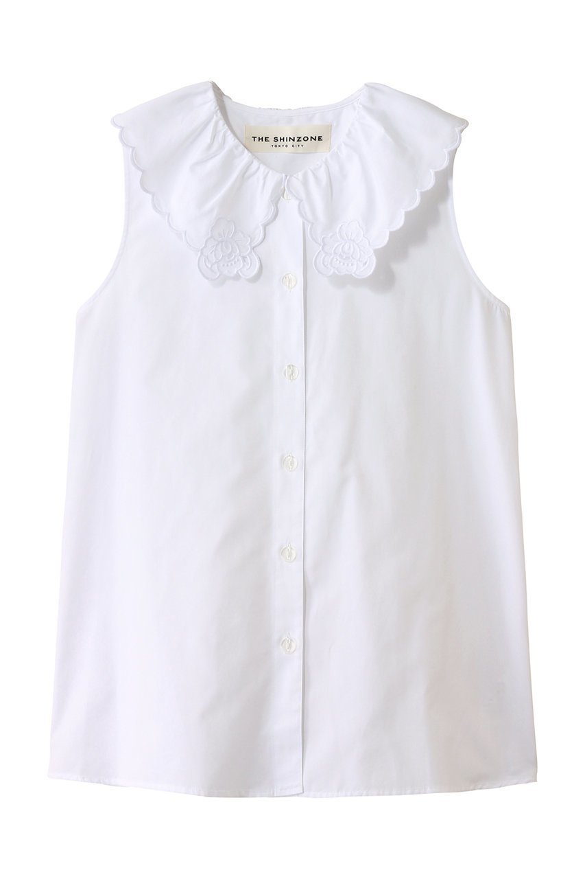 【シンゾーン/Shinzone】のレースカラーブラウス インテリア・キッズ・メンズ・レディースファッション・服の通販 founy(ファニー) 　ファッション　Fashion　レディースファッション　WOMEN　トップス・カットソー　Tops/Tshirt　キャミソール / ノースリーブ　No Sleeves　シャツ/ブラウス　Shirts/Blouses　なめらか　Smooth　スウェット　Sweat　デニム　Denim　ノースリーブ　No Sleeve　フェミニン　Feminine　モチーフ　Motif　レース　Race　エレガント 上品　Elegant　NEW・新作・新着・新入荷　New Arrivals　ホワイト|ID: prp329100004537213 ipo3291000000032061979