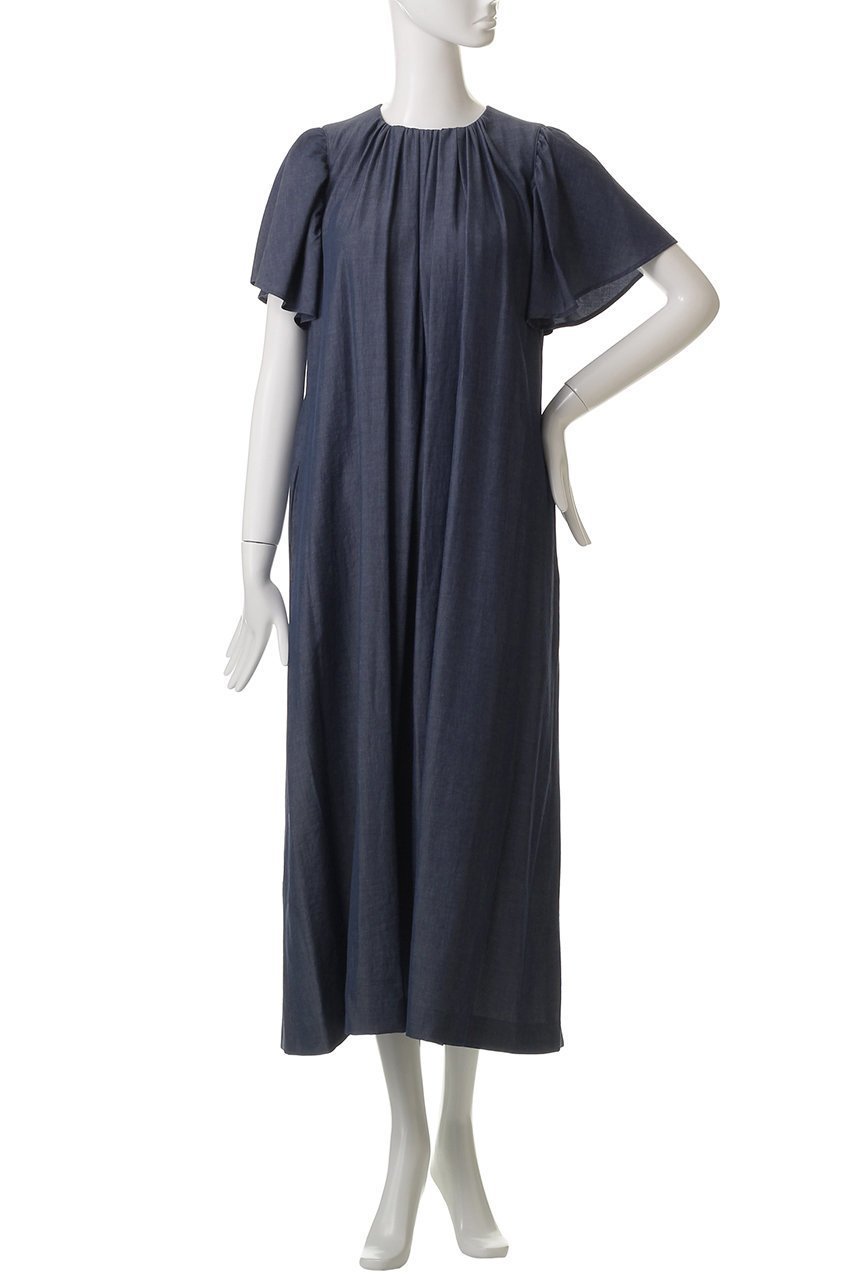 【ハウス オブ ロータス/HOUSE OF LOTUS】のナチュラルシャンブレーギャザーワンピース 人気、トレンドファッション・服の通販 founy(ファニー) 　ファッション　Fashion　レディースファッション　WOMEN　ワンピース　Dress　チュニック　Tunic　ギャザー　Gather　シャンブレー　Chambray　チュニック　Tunic　ロング　Long　エレガント 上品　Elegant　吸水　Water Absorption　夏　Summer　NEW・新作・新着・新入荷　New Arrivals　軽量　Lightweight　other-2|ID: prp329100004537236 ipo3291000000032062139