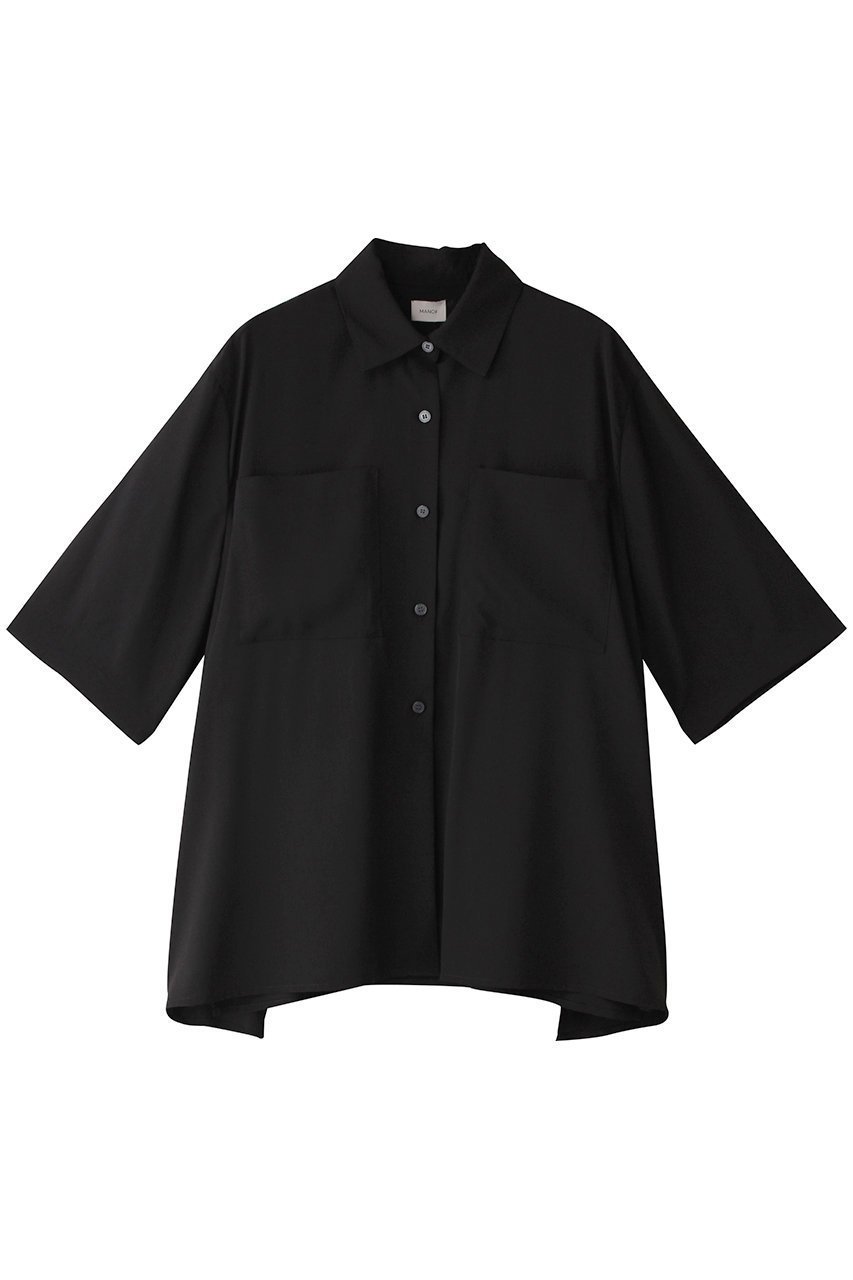 【マノフ/MANOF】のBACK LAYER SHIRT/シャツ インテリア・キッズ・メンズ・レディースファッション・服の通販 founy(ファニー) 　ファッション　Fashion　レディースファッション　WOMEN　トップス・カットソー　Tops/Tshirt　シャツ/ブラウス　Shirts/Blouses　ショート　Short　シンプル　Simple　スリーブ　Sleeve　ドレープ　Drape　フロント　Front　ワイド　Wide　エレガント 上品　Elegant　NEW・新作・新着・新入荷　New Arrivals　BLACK|ID: prp329100004539413 ipo3291000000032074139
