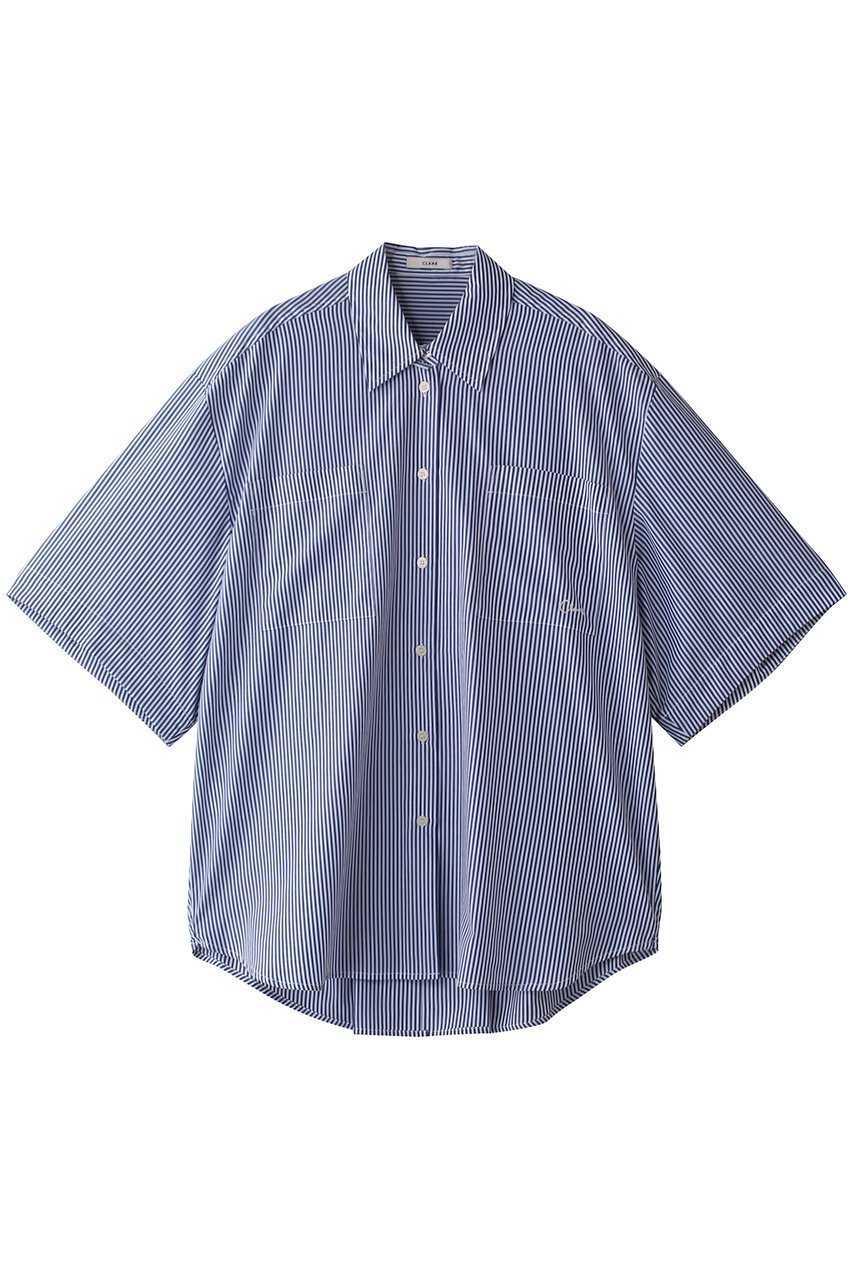 【クラネ/CLANE】のHALF SLEEVE HUGE SHIRTS/シャツ インテリア・キッズ・メンズ・レディースファッション・服の通販 founy(ファニー) 　ファッション　Fashion　レディースファッション　WOMEN　トップス・カットソー　Tops/Tshirt　シャツ/ブラウス　Shirts/Blouses　ショルダー　Shoulder　ショート　Short　スリーブ　Sleeve　ポケット　Pocket　エレガント 上品　Elegant　NEW・新作・新着・新入荷　New Arrivals　STRIPE|ID: prp329100004539415 ipo3291000000032074154