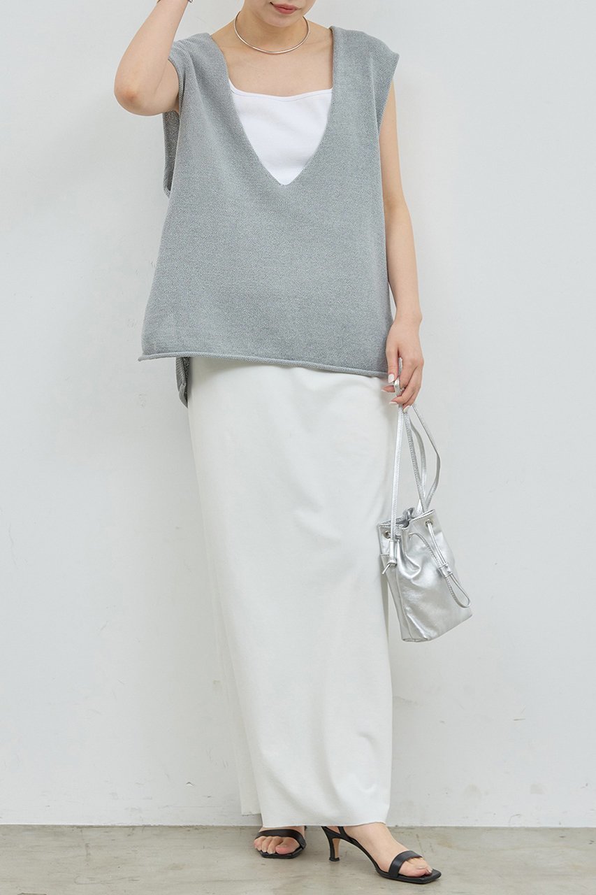 【ガリャルダガランテ/GALLARDAGALANTE】の深Vニットプルオーバー 人気、トレンドファッション・服の通販 founy(ファニー) 　ファッション　Fashion　レディースファッション　WOMEN　トップス・カットソー　Tops/Tshirt　ニット　Knit Tops　プルオーバー　Pullover　サマー　Summer　スリーブ　Sleeve　タンク　Tank　フレンチ　French　リネン　Linen　夏　Summer　NEW・新作・新着・新入荷　New Arrivals　other-2|ID: prp329100004539420 ipo3291000000032074189