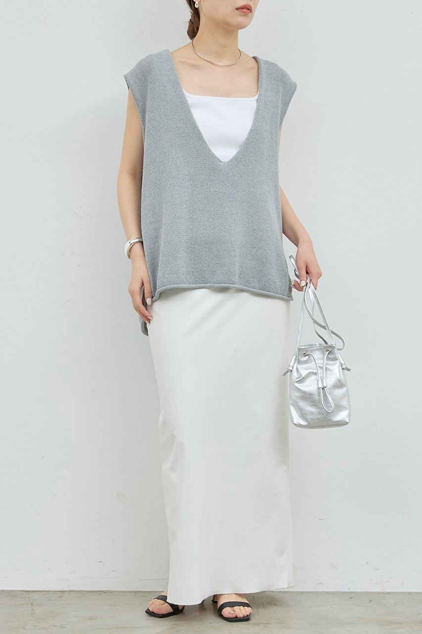 【ガリャルダガランテ/GALLARDAGALANTE】の深Vニットプルオーバー 人気、トレンドファッション・服の通販 founy(ファニー) 　ファッション　Fashion　レディースファッション　WOMEN　トップス・カットソー　Tops/Tshirt　ニット　Knit Tops　プルオーバー　Pullover　サマー　Summer　スリーブ　Sleeve　タンク　Tank　フレンチ　French　リネン　Linen　夏　Summer　NEW・新作・新着・新入荷　New Arrivals　other-3|ID: prp329100004539420 ipo3291000000032074190