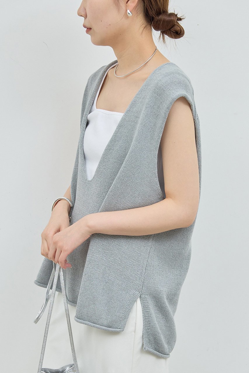 【ガリャルダガランテ/GALLARDAGALANTE】の深Vニットプルオーバー 人気、トレンドファッション・服の通販 founy(ファニー) 　ファッション　Fashion　レディースファッション　WOMEN　トップス・カットソー　Tops/Tshirt　ニット　Knit Tops　プルオーバー　Pullover　サマー　Summer　スリーブ　Sleeve　タンク　Tank　フレンチ　French　リネン　Linen　夏　Summer　NEW・新作・新着・新入荷　New Arrivals　other-7|ID: prp329100004539420 ipo3291000000032074194