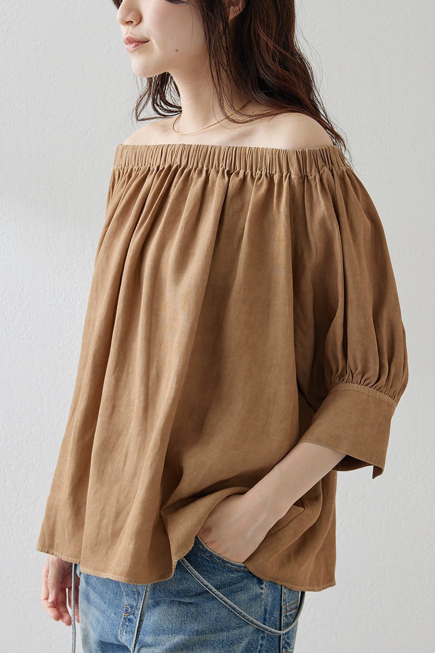 【ウィムガゼット/Whim Gazette】のツイル顔料染めブラウス 人気、トレンドファッション・服の通販 founy(ファニー) 　ファッション　Fashion　レディースファッション　Ladies' Fashion Online　トップス・カットソー　Tops/Tshirt　シャツ/ブラウス　Shirts/Blouses　エレガント 上品　Elegant　オフショル　Off Shoulder　ヴィンテージ　Vintage　ギャザー　Gather　ショート　Short　スリーブ　Sleeve　セットアップ　Set Up　タンブラー　Tumbler　ツイル　Twill　デニム　Denim　再入荷　Restock/Back In Stock/Re Arrival　おすすめ　Recommend　other-3|ID: prp329100004539427 ipo3291000000032074251