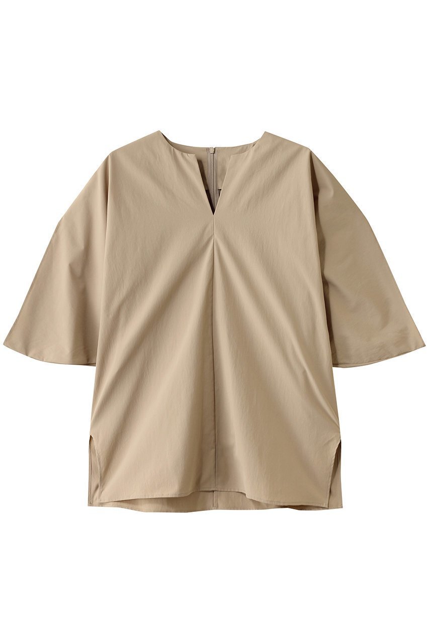 【ベイジ,/BEIGE,】のYANN(ヤン)/Vスリットプルオーバーブラウス インテリア・キッズ・メンズ・レディースファッション・服の通販 founy(ファニー) 　ファッション　Fashion　レディースファッション　Fashion for Women　トップス・カットソー　Cut & Sew Tops　シャツ・ブラウス・オフィスカジュアル　Elegant Blouses & Button-Ups　カジュアルプルオーバー・ニットトップス　Pullovers & Knit Tops / Casual Pullovers　ショート　Short, Short Length　シンプル　Simple, Minimal　スリット　Slit, Slit Detail　スリーブ　Sleeve, Long Sleeve / Short Sleeve　ドレープ　Drape, Draping Fabric　定番　Standard, Basic Item　ビジネス 仕事 通勤　Business / Work / Commuting　Beige|ID: prp329100004539441 ipo3291000000035062962