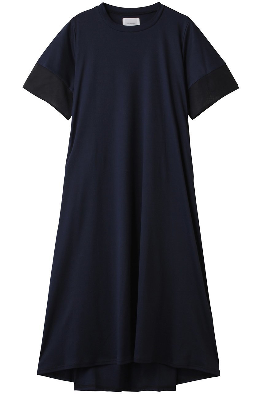 【ミディウミソリッド/MIDIUMISOLID】のslv switching A line OP.S ワンピース インテリア・キッズ・メンズ・レディースファッション・服の通販 founy(ファニー) 　ファッション　Fashion　レディースファッション　WOMEN　ワンピース　Dress　チュニック　Tunic　おすすめ　Recommend　エレガント 上品　Elegant　シアー　Sheer　スリーブ　Sleeve　チュニック　Tunic　ヘムライン　Hemline　ロング　Long　夏　Summer　帽子　Hat　NEW・新作・新着・新入荷　New Arrivals　春　Spring　S/S・春夏　Ss・Spring/Summer　navy|ID: prp329100004539454 ipo3291000000032074477