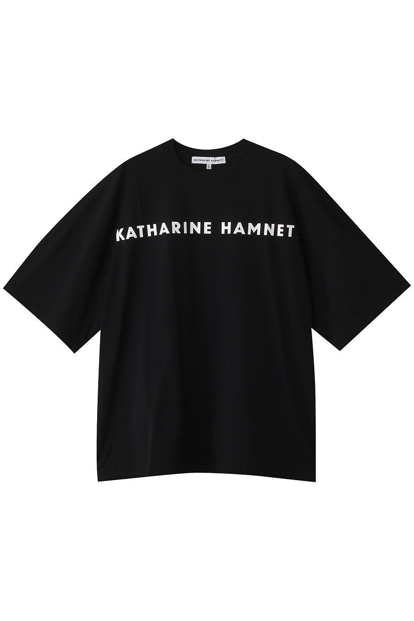 【キャサリンハムネット/KATHARINE HAMNETT LONDON】の【UNISEX】オーバーサイズ ロゴTシャツ インテリア・キッズ・メンズ・レディースファッション・服の通販 founy(ファニー) 　ファッション　Fashion　レディースファッション　WOMEN　トップス・カットソー　Tops/Tshirt　シャツ/ブラウス　Shirts/Blouses　ロング / Tシャツ　T-Shirts　カットソー　Cut and Sewn　ユニセックス　Unisex　おすすめ　Recommend　ショート　Short　シンプル　Simple　スリーブ　Sleeve　フロント　Front　ボトム　Bottom　NEW・新作・新着・新入荷　New Arrivals　ブラック|ID: prp329100004541272 ipo3291000000032085706