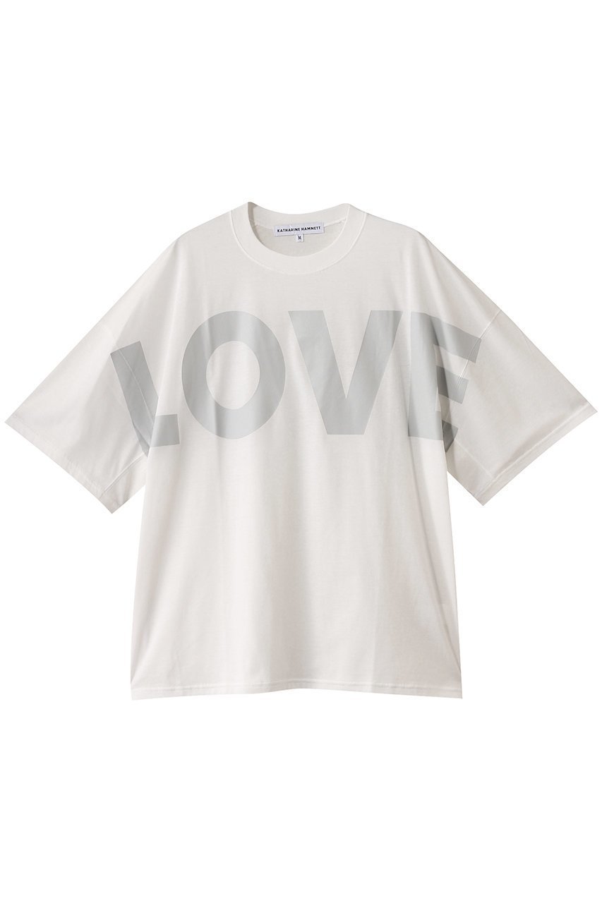 【キャサリンハムネット/KATHARINE HAMNETT LONDON】の【UNISEX】ビッグラブ スローガンTシャツ インテリア・キッズ・メンズ・レディースファッション・服の通販 founy(ファニー) 　ファッション　Fashion　レディースファッション　WOMEN　トップス・カットソー　Tops/Tshirt　シャツ/ブラウス　Shirts/Blouses　ロング / Tシャツ　T-Shirts　カットソー　Cut and Sewn　ユニセックス　Unisex　ショート　Short　シンプル　Simple　スリーブ　Sleeve　ビッグ　Big　NEW・新作・新着・新入荷　New Arrivals　ホワイト|ID: prp329100004541274 ipo3291000000032085714