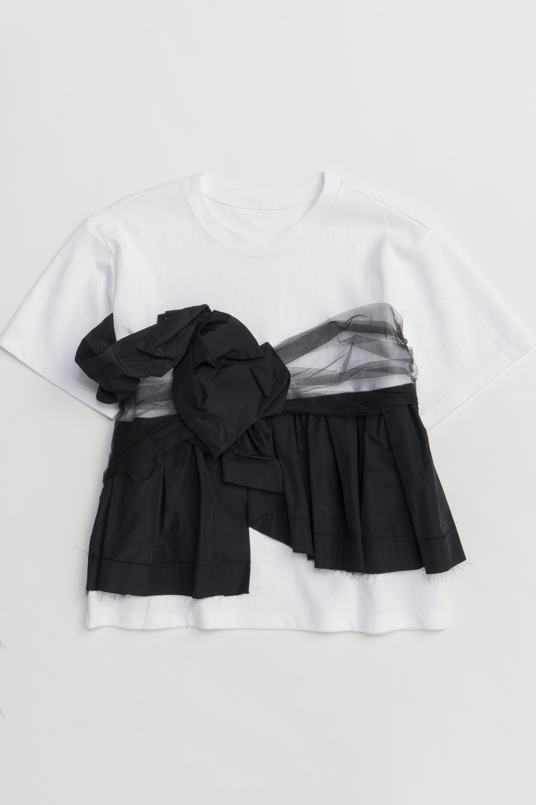 【メゾンスペシャル/MAISON SPECIAL】のDocking Twisted T-shirt/ドッキングツイステッドTシャツ インテリア・キッズ・メンズ・レディースファッション・服の通販 founy(ファニー) 　ファッション　Fashion　レディースファッション　WOMEN　トップス・カットソー　Tops/Tshirt　シャツ/ブラウス　Shirts/Blouses　ロング / Tシャツ　T-Shirts　カットソー　Cut and Sewn　カットソー　Cut And Sew　ショート　Short　スリーブ　Sleeve　タフタ　Taffeta　チュール　Tulle　ビスチェ　Bustier　ボトム　Bottom　夏　Summer　エレガント 上品　Elegant　NEW・新作・新着・新入荷　New Arrivals　WHT(ホワイト)|ID: prp329100004544554 ipo3291000000032113118