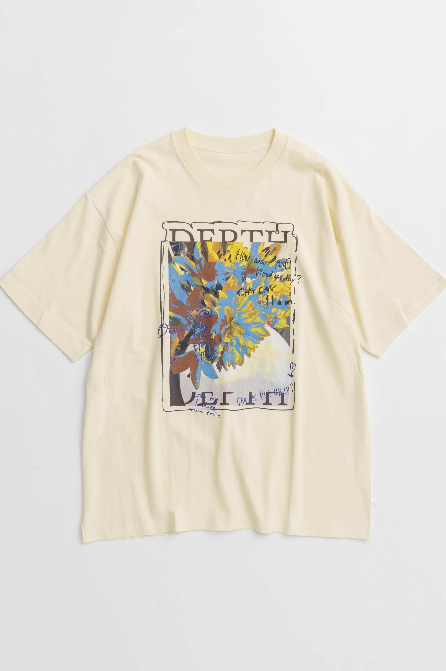 【メゾンスペシャル/MAISON SPECIAL】のFlower Photo Oversized T-shirt/フラワーフォトオーバーTEE インテリア・キッズ・メンズ・レディースファッション・服の通販 founy(ファニー) 　ファッション　Fashion　レディースファッション　WOMEN　トップス・カットソー　Tops/Tshirt　シャツ/ブラウス　Shirts/Blouses　ロング / Tシャツ　T-Shirts　カットソー　Cut and Sewn　ガーリー　Girly　グラフィック　Graphic　ショート　Short　スリーブ　Sleeve　プリント　Print　ボトム　Bottom　レース　Race　おすすめ　Recommend　NEW・新作・新着・新入荷　New Arrivals　YEL(イエロー)|ID: prp329100004544559 ipo3291000000032113163