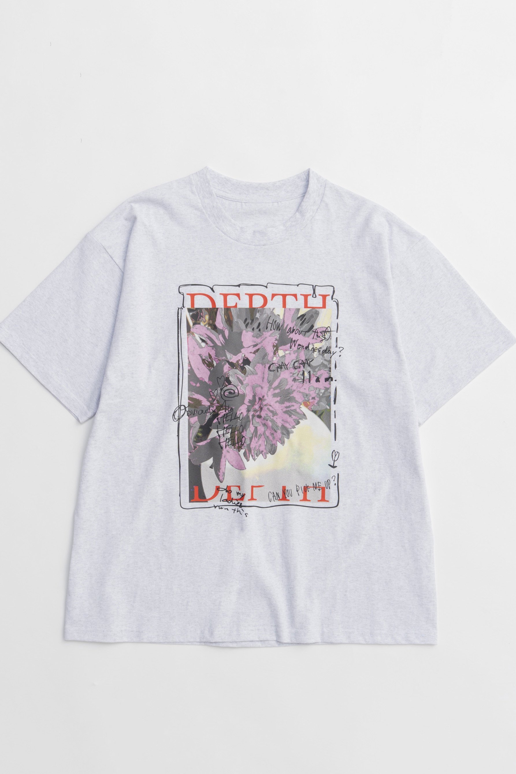 【メゾンスペシャル/MAISON SPECIAL】のFlower Photo Oversized T-shirt/フラワーフォトオーバーTEE インテリア・キッズ・メンズ・レディースファッション・服の通販 founy(ファニー) 　ファッション　Fashion　レディースファッション　WOMEN　トップス・カットソー　Tops/Tshirt　シャツ/ブラウス　Shirts/Blouses　ロング / Tシャツ　T-Shirts　カットソー　Cut and Sewn　ガーリー　Girly　グラフィック　Graphic　ショート　Short　スリーブ　Sleeve　プリント　Print　ボトム　Bottom　レース　Race　おすすめ　Recommend　NEW・新作・新着・新入荷　New Arrivals　L.GRY(ライトグレー)|ID: prp329100004544559 ipo3291000000032113164