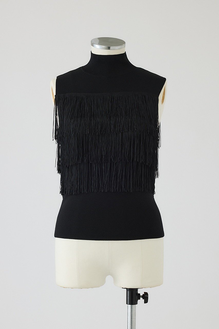 【リムアーク/RIM.ARK】のFringe N/S knit tops/ニット インテリア・キッズ・メンズ・レディースファッション・服の通販 founy(ファニー) 　ファッション　Fashion　レディースファッション　WOMEN　トップス・カットソー　Tops/Tshirt　ニット　Knit Tops　プルオーバー　Pullover　2025年　2025　シンプル　Simple　ノースリーブ　No Sleeve　フリンジ　Fringe　A/W・秋冬　Aw・Autumn/Winter・Fw・Fall-Winter　ブラック|ID: prp329100004546614 ipo3291000000032124732