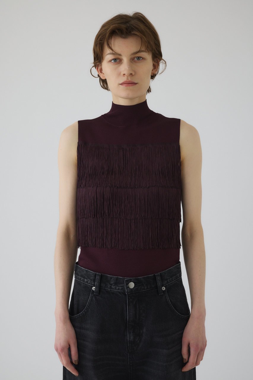 【リムアーク/RIM.ARK】のFringe N/S knit tops/ニット 人気、トレンドファッション・服の通販 founy(ファニー) 　ファッション　Fashion　レディースファッション　Fashion for Women　トップス・カットソー　Cut & Sew Tops　ニット　Knit Tops & Sweaters　カジュアルプルオーバー・ニットトップス　Pullovers & Knit Tops / Casual Pullovers　2025年　2025　2025-2026秋冬・A/W　Autumn/Winter 2025–26 AW25–26　シンプル　Simple, Minimal　ノースリーブ　Sleeveless, No-Sleeve　フリンジ　Fringe, Tassel　A/W・秋冬　Autumn/Winter　other-5|ID: prp329100004546614 ipo3291000000032631911