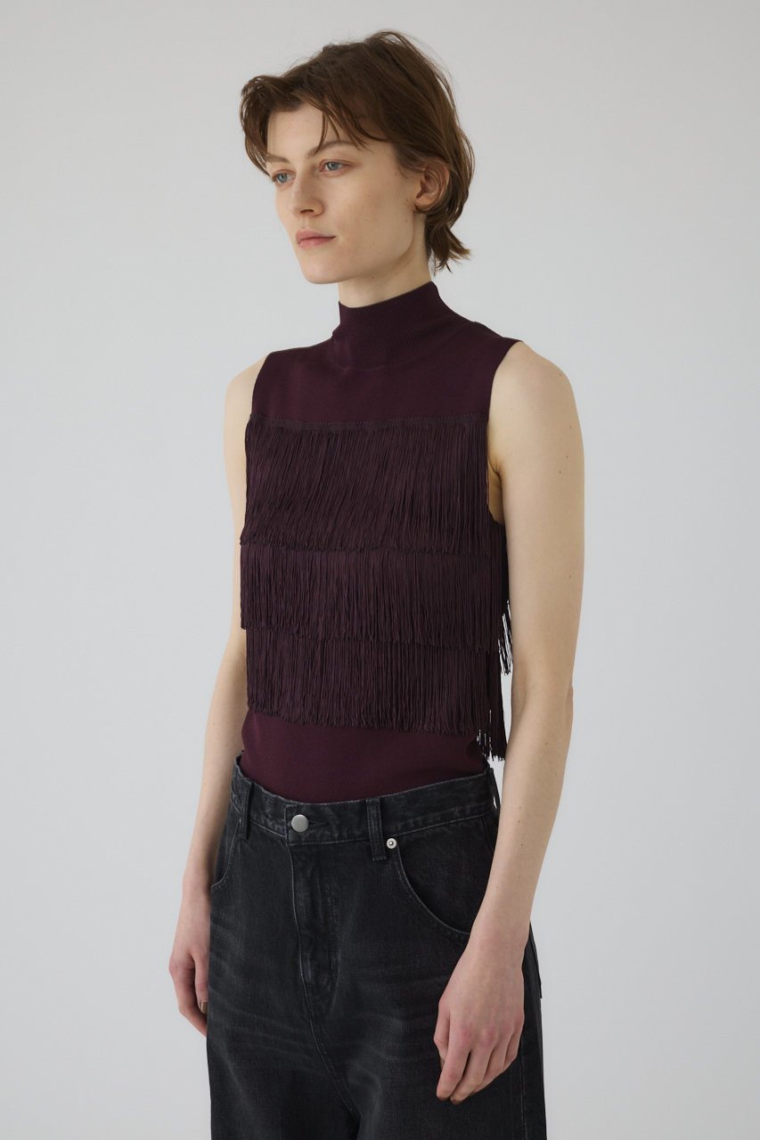 【リムアーク/RIM.ARK】のFringe N/S knit tops/ニット 人気、トレンドファッション・服の通販 founy(ファニー) 　ファッション　Fashion　レディースファッション　Fashion for Women　トップス・カットソー　Cut & Sew Tops　ニット　Knit Tops & Sweaters　カジュアルプルオーバー・ニットトップス　Pullovers & Knit Tops / Casual Pullovers　2025年　2025　2025-2026秋冬・A/W　Autumn/Winter 2025–26 AW25–26　シンプル　Simple, Minimal　ノースリーブ　Sleeveless, No-Sleeve　フリンジ　Fringe, Tassel　A/W・秋冬　Autumn/Winter　other-6|ID: prp329100004546614 ipo3291000000032631912