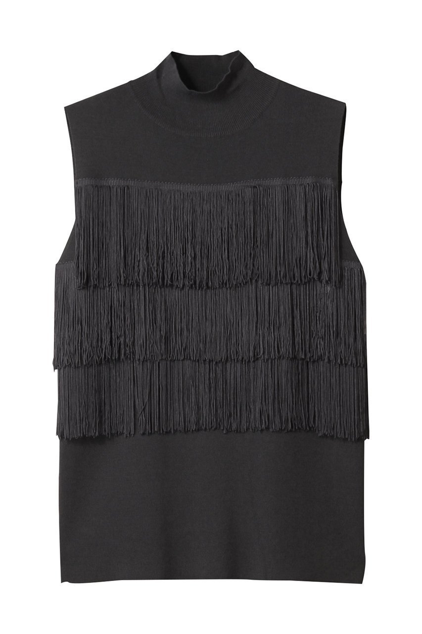 【リムアーク/RIM.ARK】のFringe N/S knit tops/ニット インテリア・キッズ・メンズ・レディースファッション・服の通販 founy(ファニー) 　ファッション　Fashion　レディースファッション　Fashion for Women　トップス・カットソー　Cut & Sew Tops　ニット　Knit Tops & Sweaters　カジュアルプルオーバー・ニットトップス　Pullovers & Knit Tops / Casual Pullovers　シンプル　Simple, Minimal　ノースリーブ　Sleeveless, No-Sleeve　フリンジ　Fringe, Tassel　グレー|ID: prp329100004546614 ipo3291000000035531005