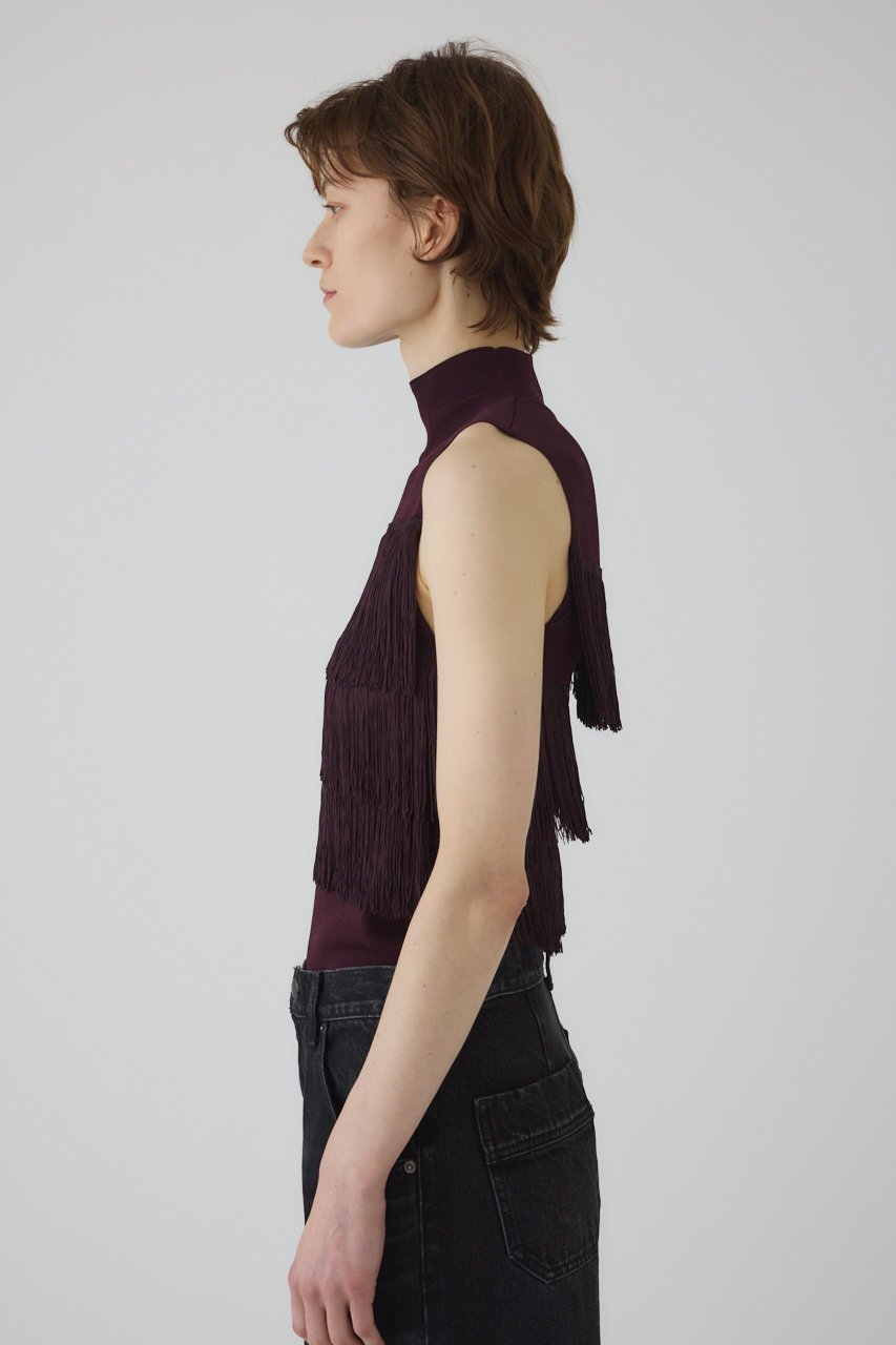 【リムアーク/RIM.ARK】のFringe N/S knit tops/ニット 人気、トレンドファッション・服の通販 founy(ファニー) 　ファッション　Fashion　レディースファッション　Fashion for Women　トップス・カットソー　Cut & Sew Tops　ニット　Knit Tops & Sweaters　カジュアルプルオーバー・ニットトップス　Pullovers & Knit Tops / Casual Pullovers　シンプル　Simple, Minimal　ノースリーブ　Sleeveless, No-Sleeve　フリンジ　Fringe, Tassel　other-7|ID: prp329100004546614 ipo3291000000035531012