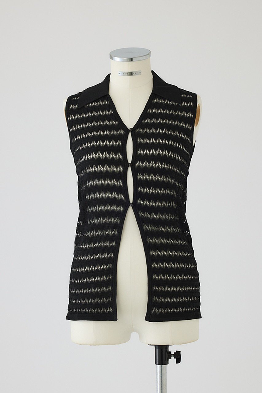 【リムアーク/RIM.ARK】のCrochet collar knit tops/ニット インテリア・キッズ・メンズ・レディースファッション・服の通販 founy(ファニー) 　ファッション　Fashion　レディースファッション　WOMEN　トップス・カットソー　Tops/Tshirt　ニット　Knit Tops　プルオーバー　Pullover　2025年　2025　おすすめ　Recommend　カーディガン　Cardigan　クロシェ　Crochet　セットアップ　Set Up　ノースリーブ　No Sleeve　ヴィンテージ　Vintage　エレガント 上品　Elegant　夏　Summer　A/W・秋冬　Aw・Autumn/Winter・Fw・Fall-Winter　ブラック|ID: prp329100004546620 ipo3291000000032124784